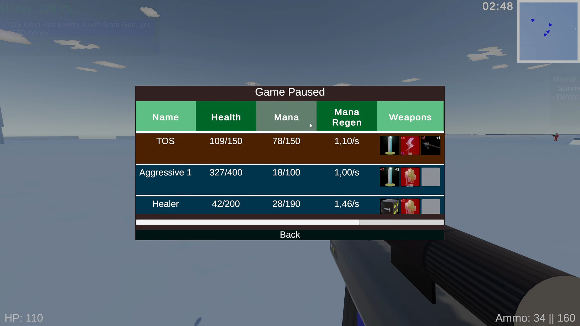 遊戲中的商店與升級介面。