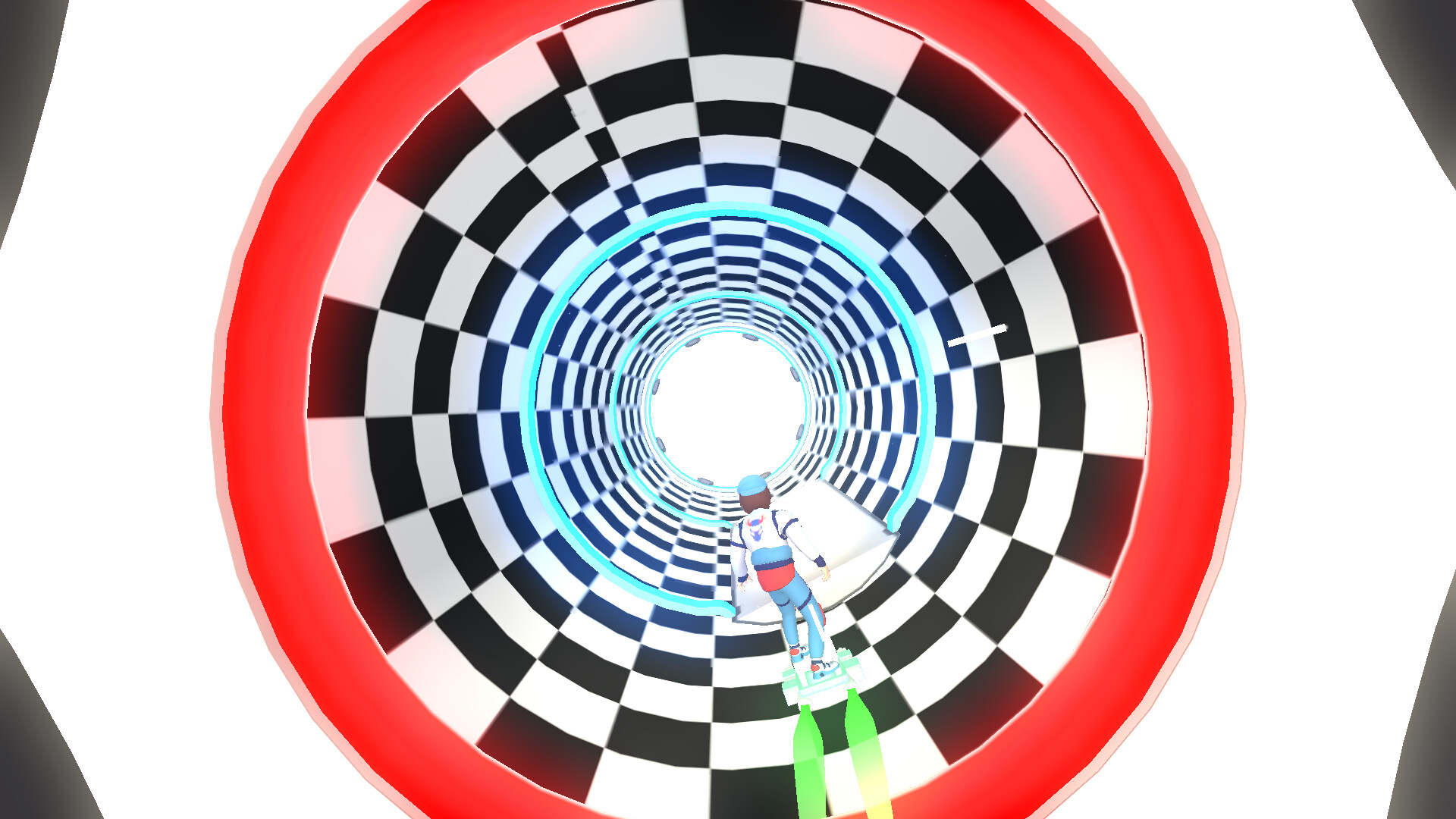 遊戲場景從管道變為開放的平台，遠處是科幻風格的建築