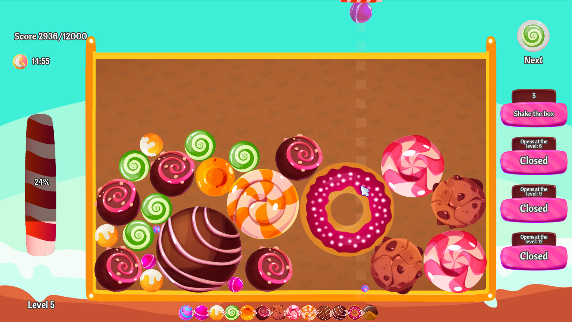 遊戲的全景畫面，展示了充滿活力的糖果主題世界。