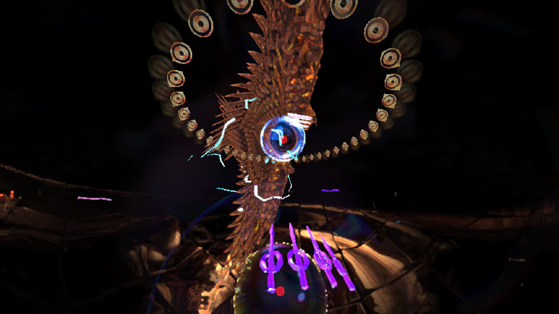 遊戲中充滿未來感與抽象元素的競技場地