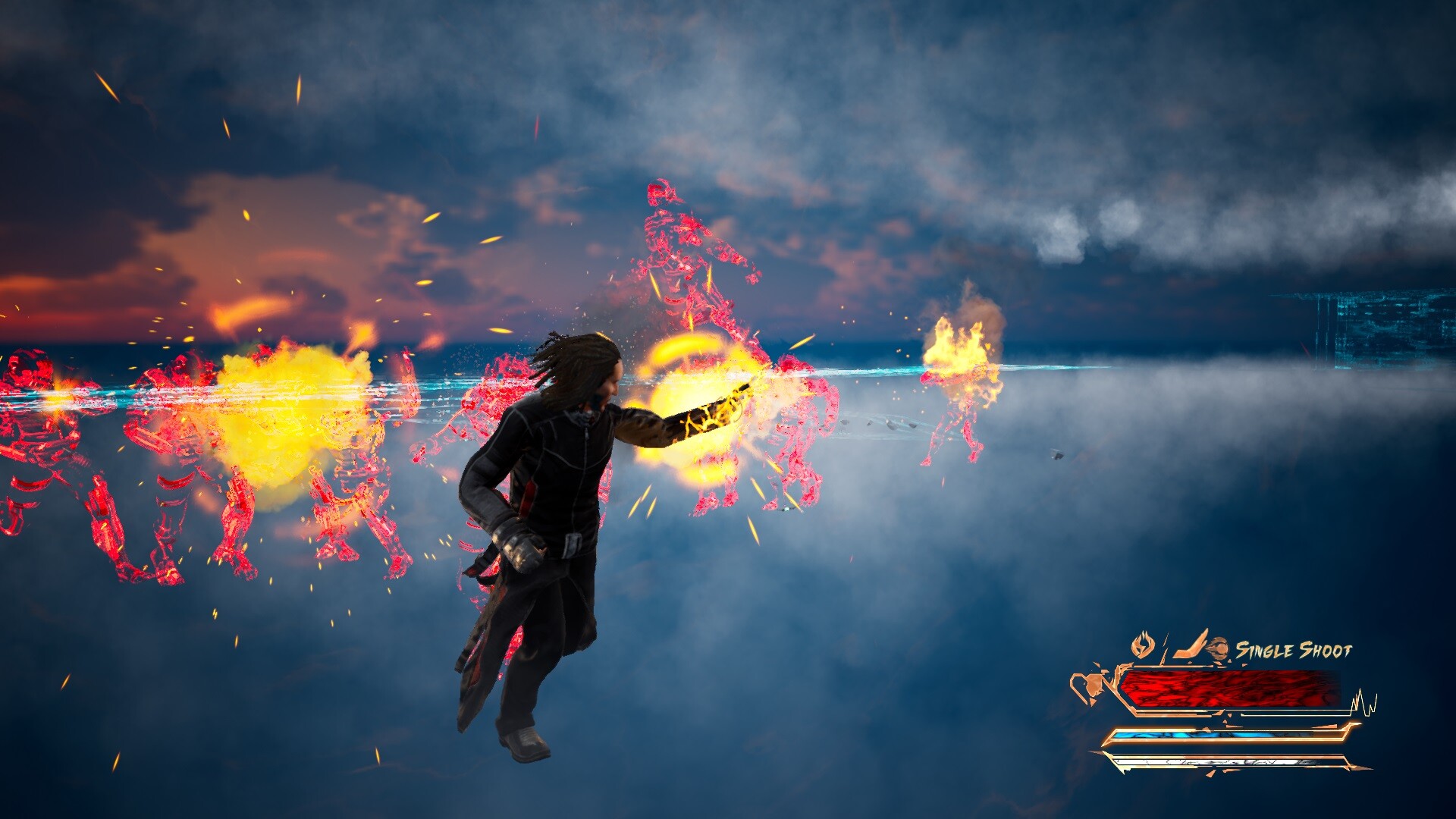 主角面對一個巨大的、充滿壓迫感的結構