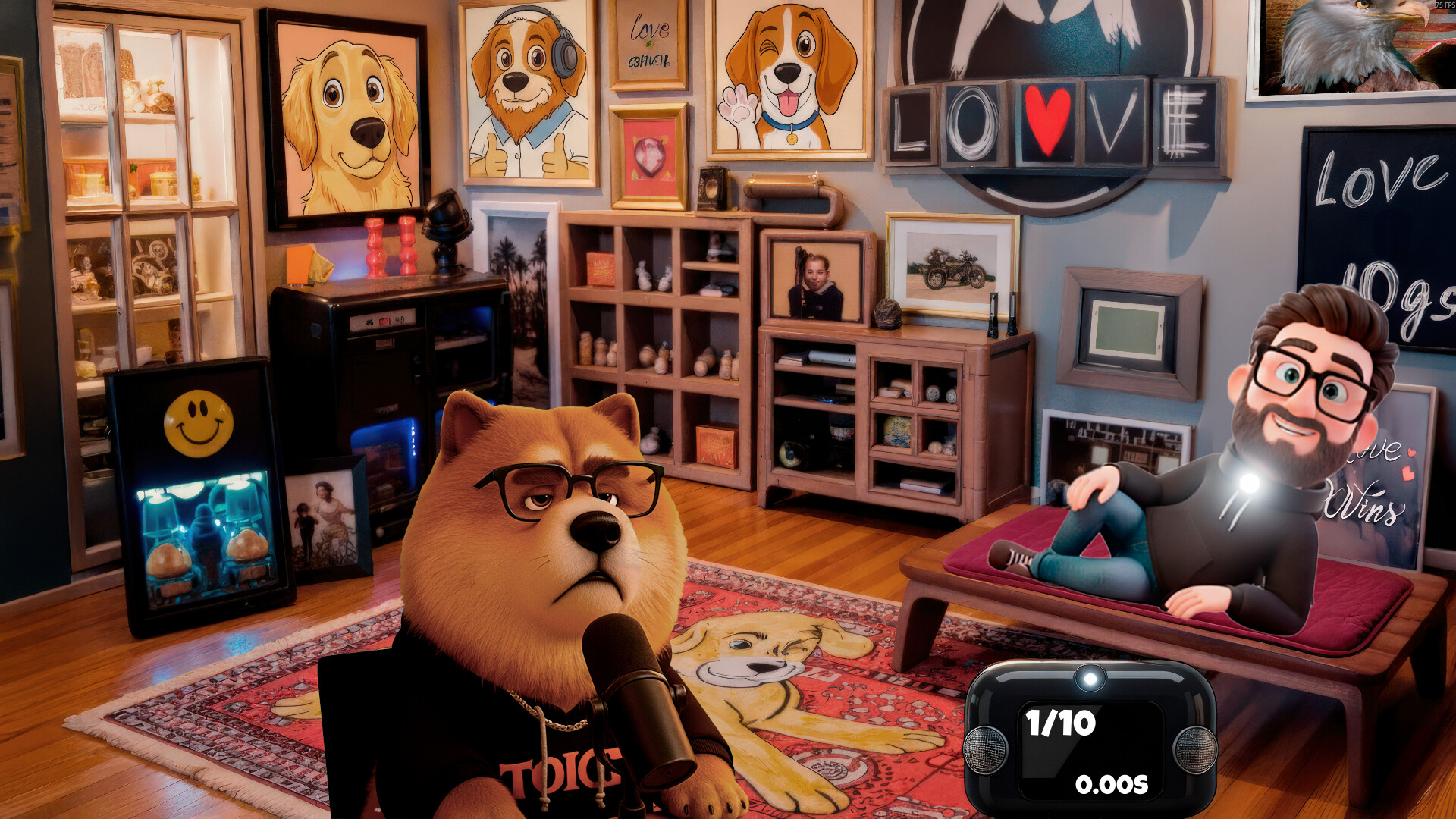 遊戲畫面截圖，顯示了人類寵物在房間內的各種行為。