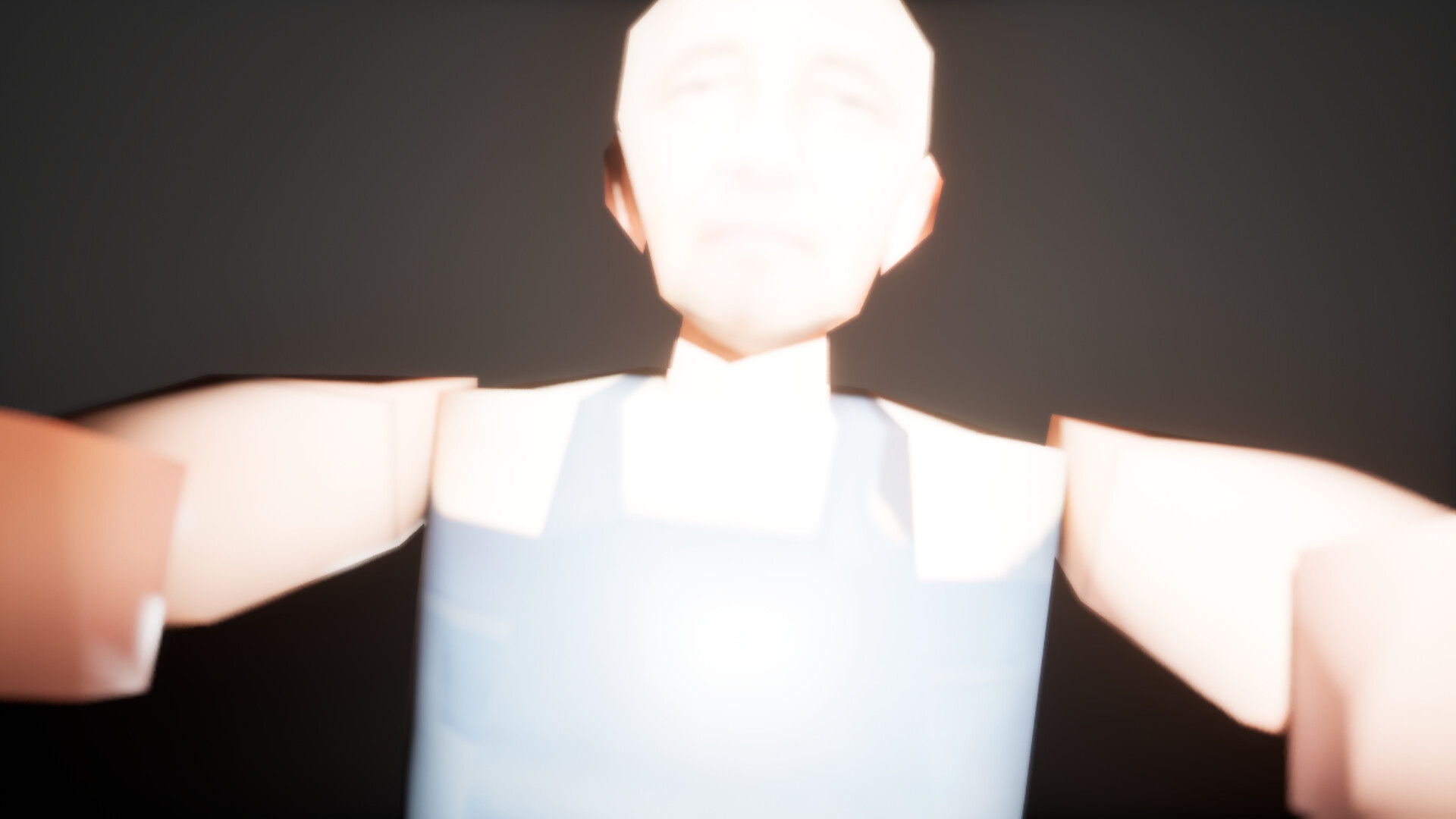 手電筒的光束劃破黑暗，照亮前方的乾草捆，營造出緊張的探索氛圍。