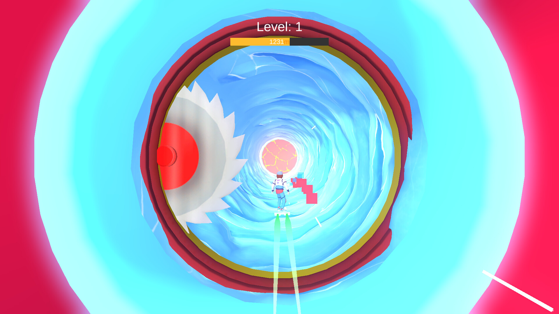 玩家在一個巨大的圓環結構中滑行，展示了遊戲的關卡設計