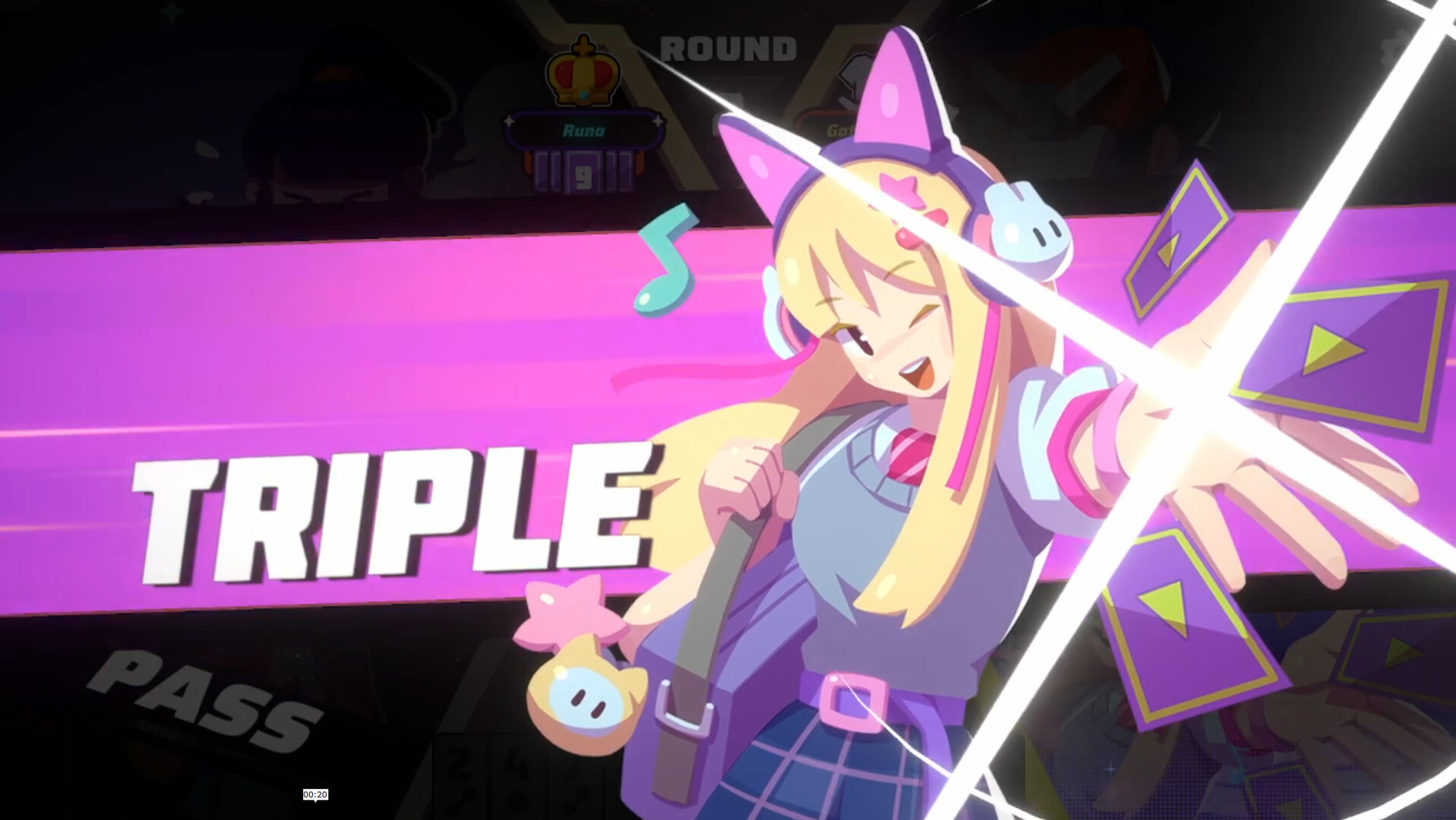 遊戲中一張關鍵牌打出時的特寫畫面，充滿了動感與視覺衝擊力。