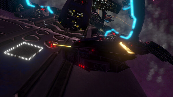 遊戲截圖，太空船在一個充滿小行星和太空碎片的區域航行。