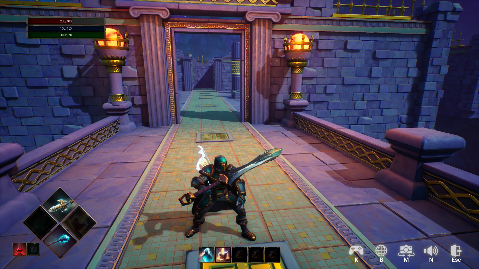 遊戲中的一個場景,展示了獨特的建築和環境設計。