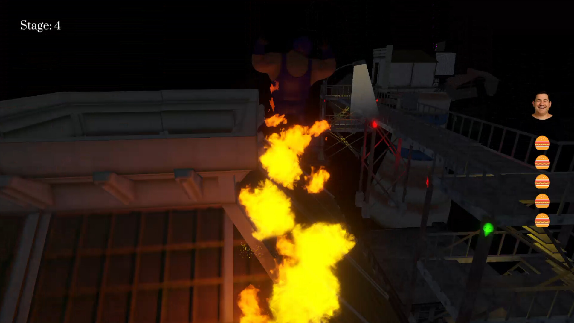 主角在一個充滿綠色植物和瀑布的自然場景中。