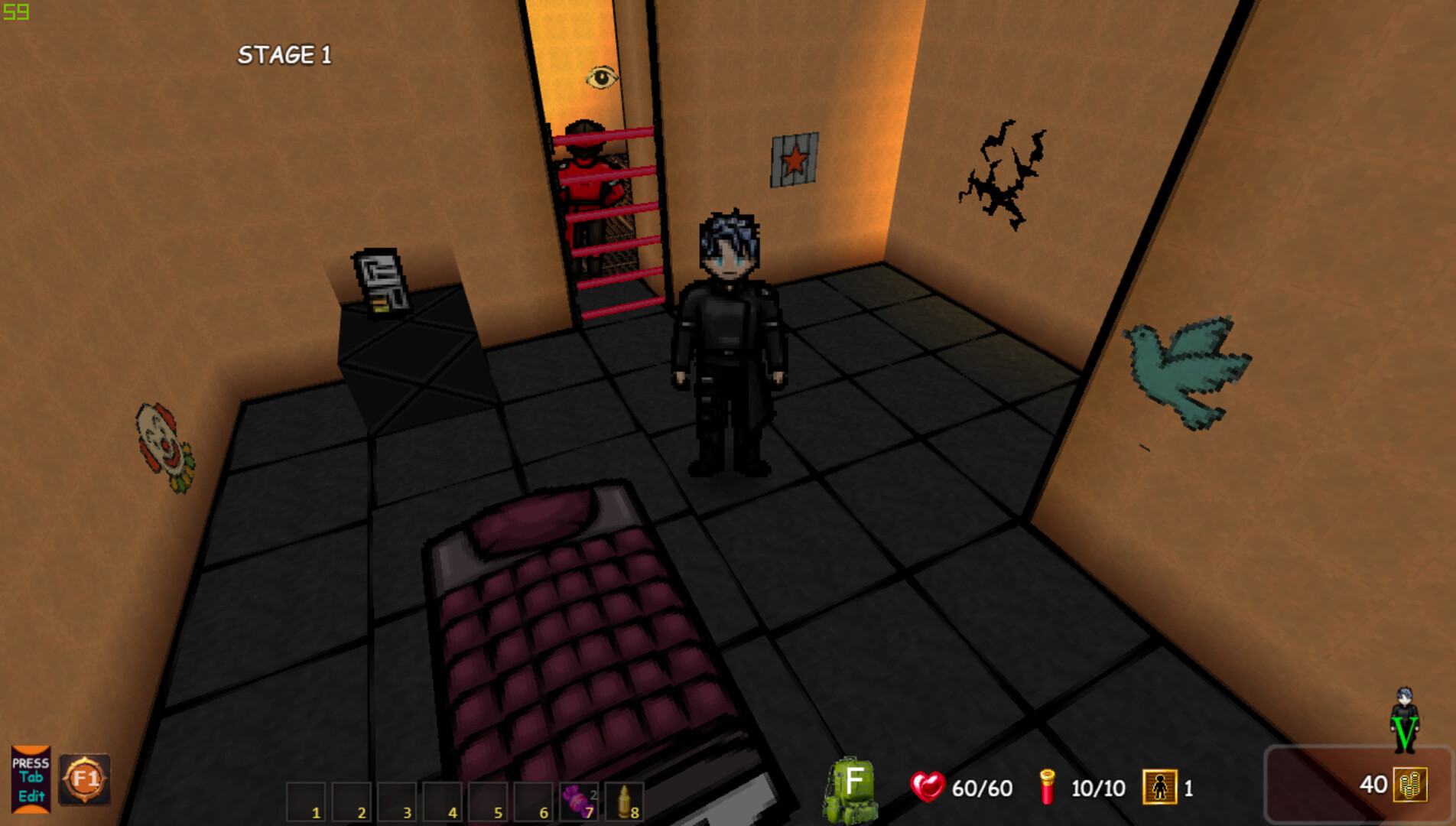 玩家在監獄庭院中與其他囚犯對峙，準備進入戰鬥。