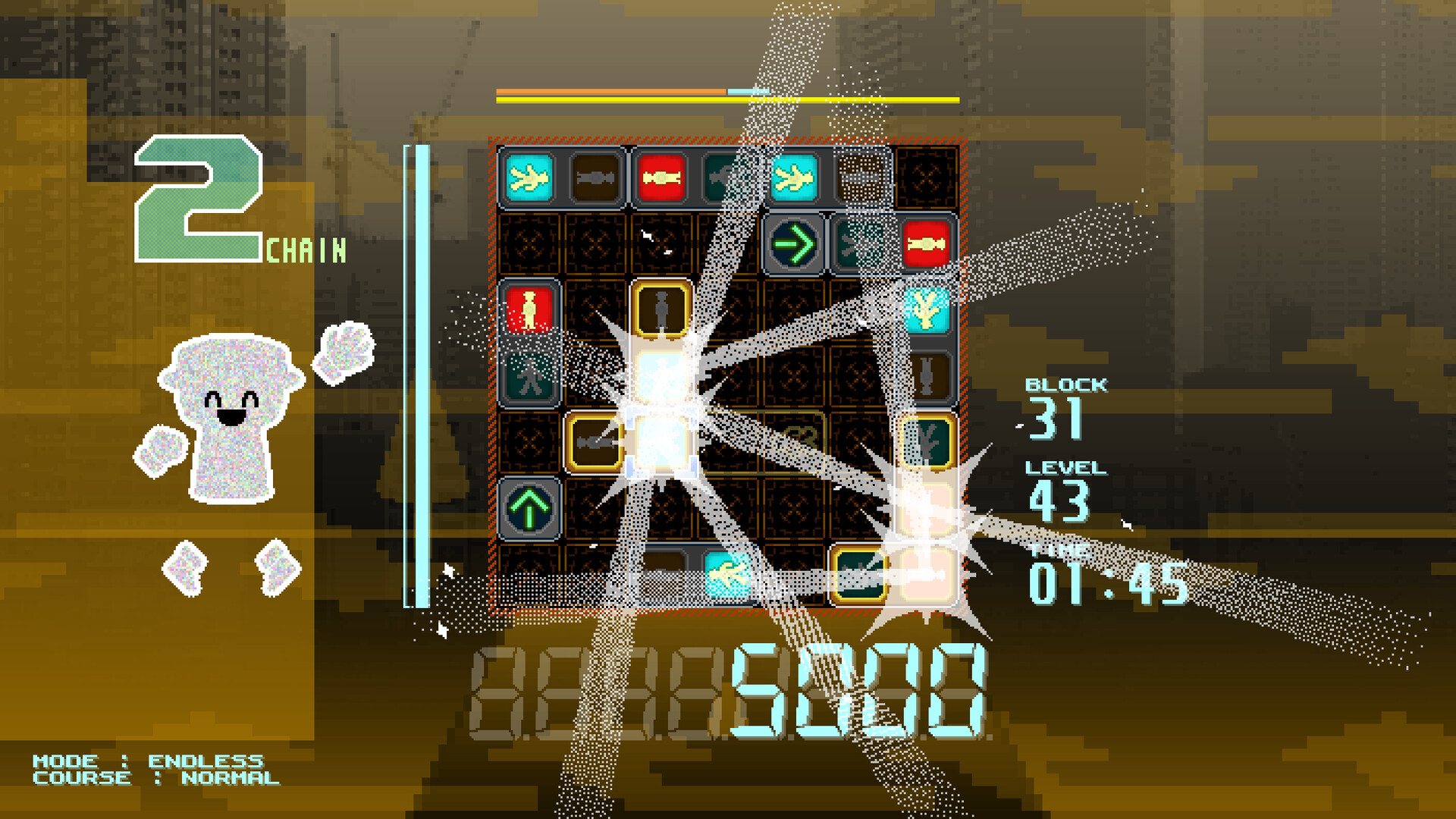 遊戲的實際操作介面，玩家正在移動方塊。