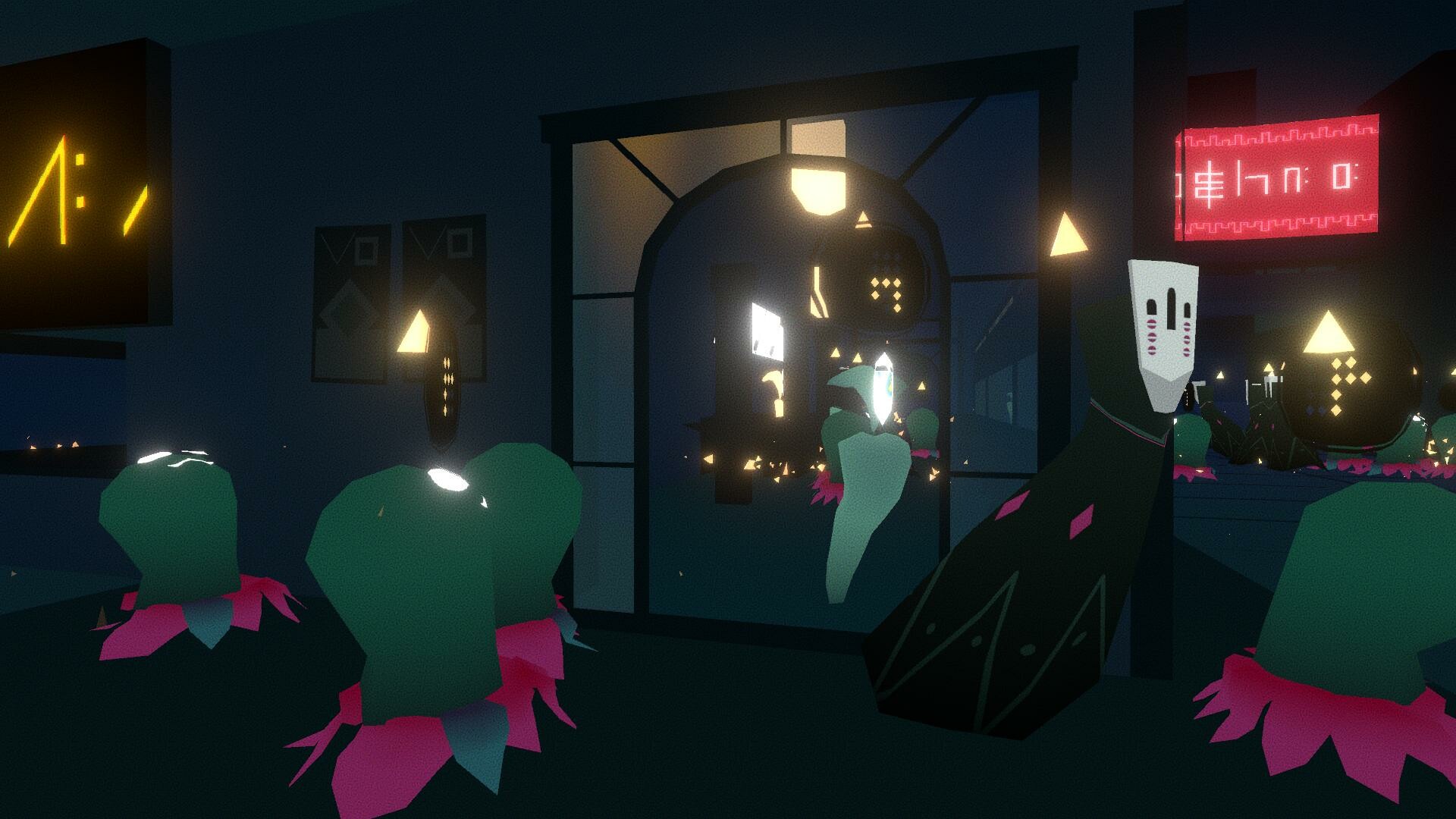 玩家角色與另一個發光生物對望，充滿故事感。