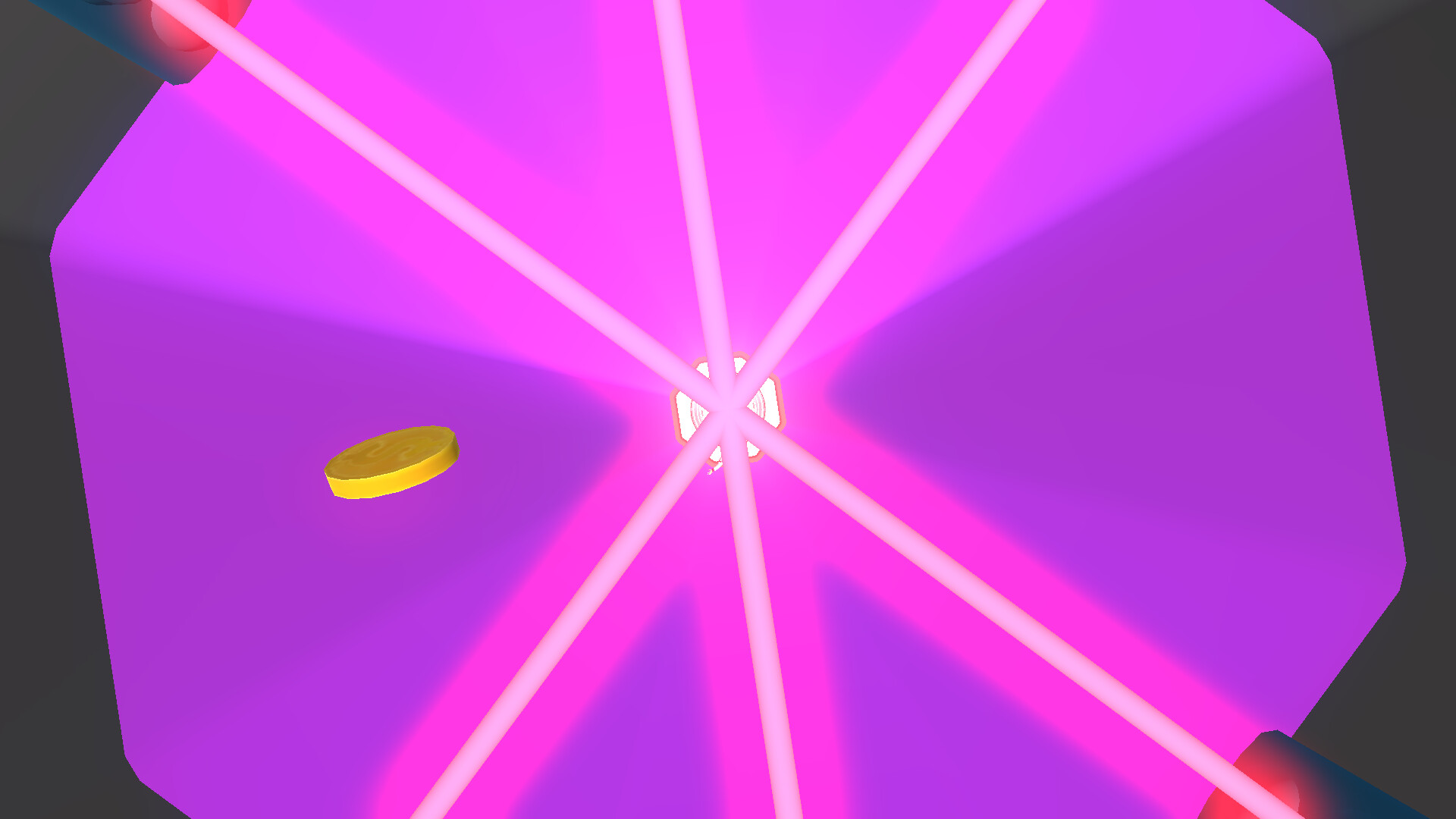 一個充滿紅色調的場景，玩家需要穿越複雜的結構