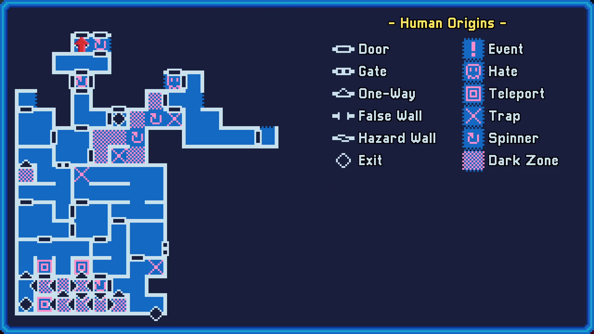 遊戲中的自動地圖介面，上面有玩家添加的各種標記。