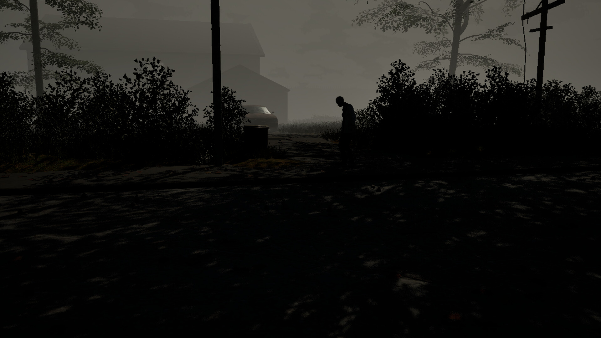 遊戲中的一個室內場景，光線昏暗，氣氛緊張，玩家需要小心翼翼地探索。