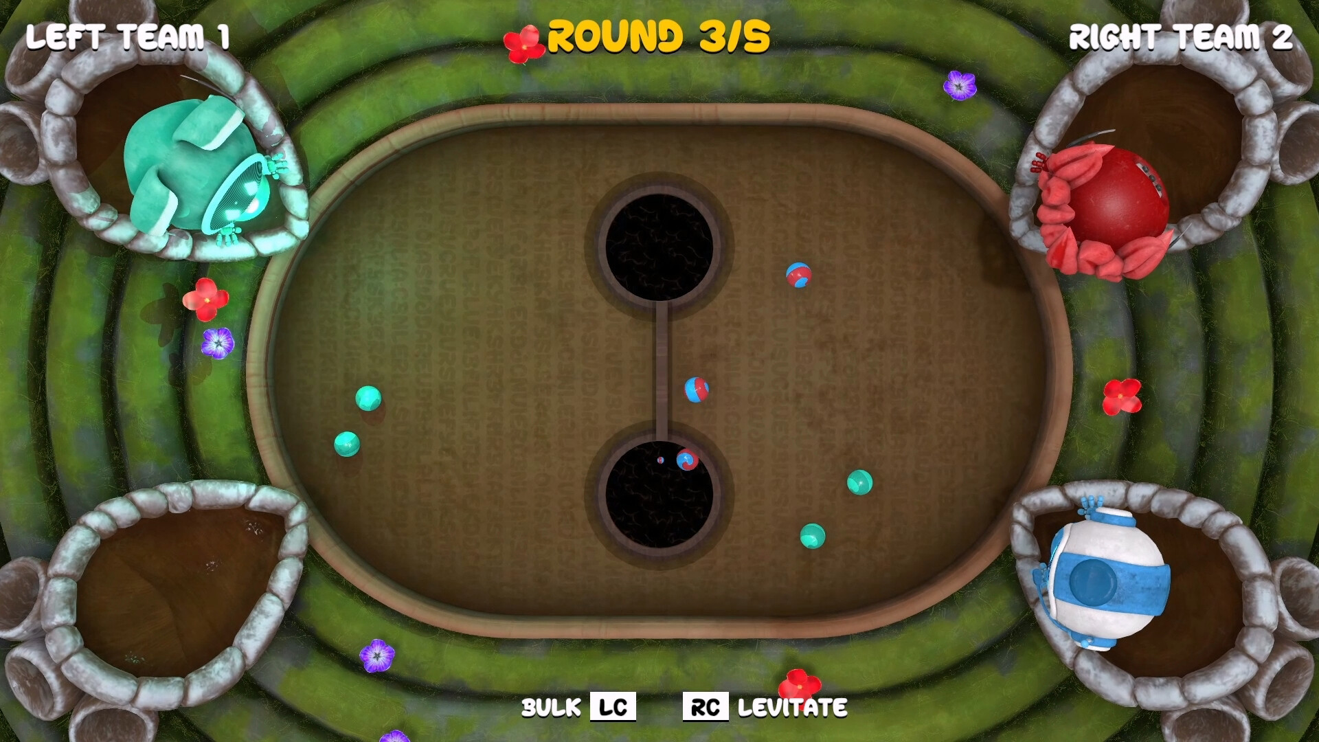 一顆彈珠被神秘的紫色能量包裹,似乎正在發動特殊能力。