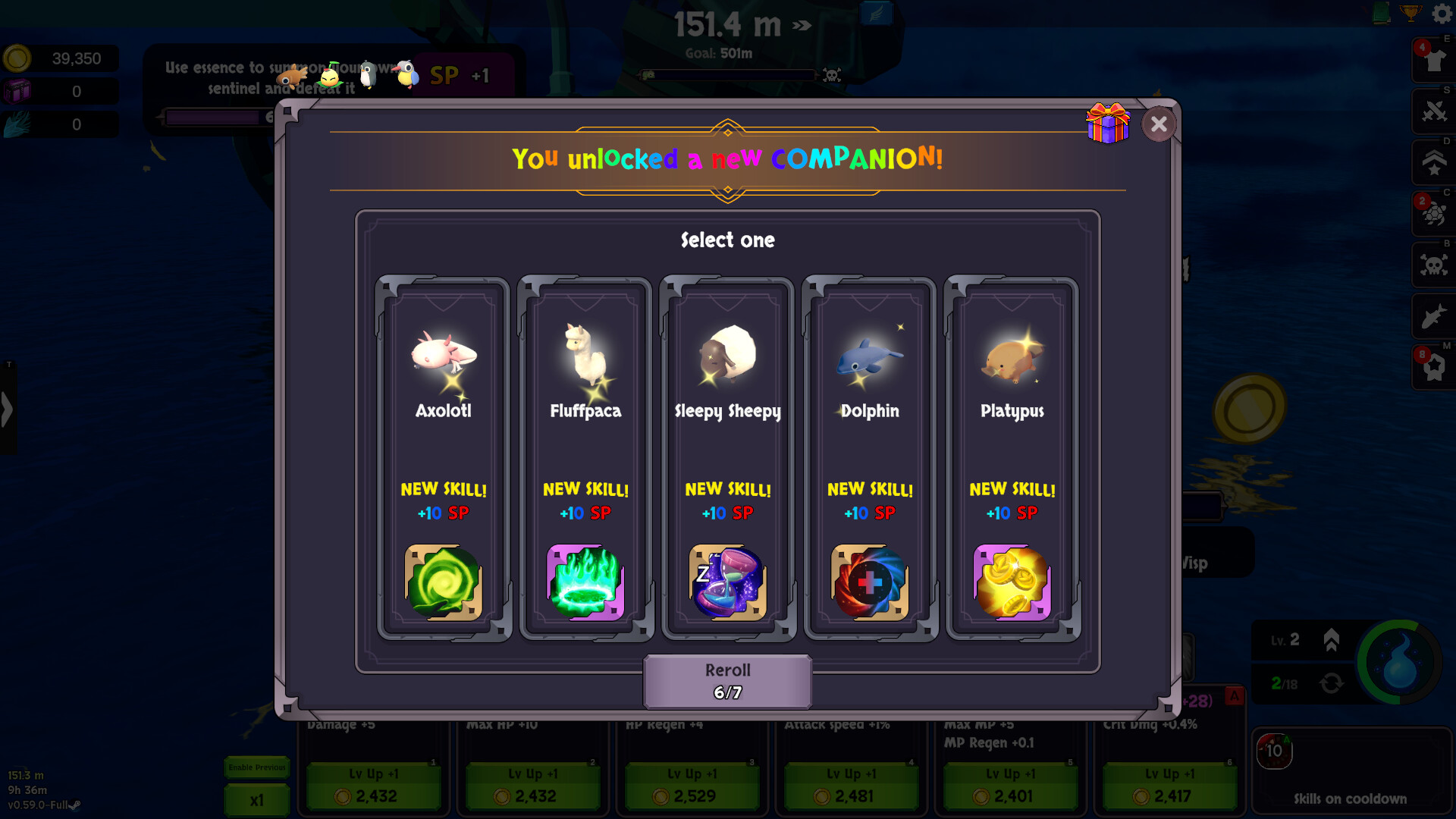 遊戲中的技能樹或升級選項介面,玩家可以在此分配點數。