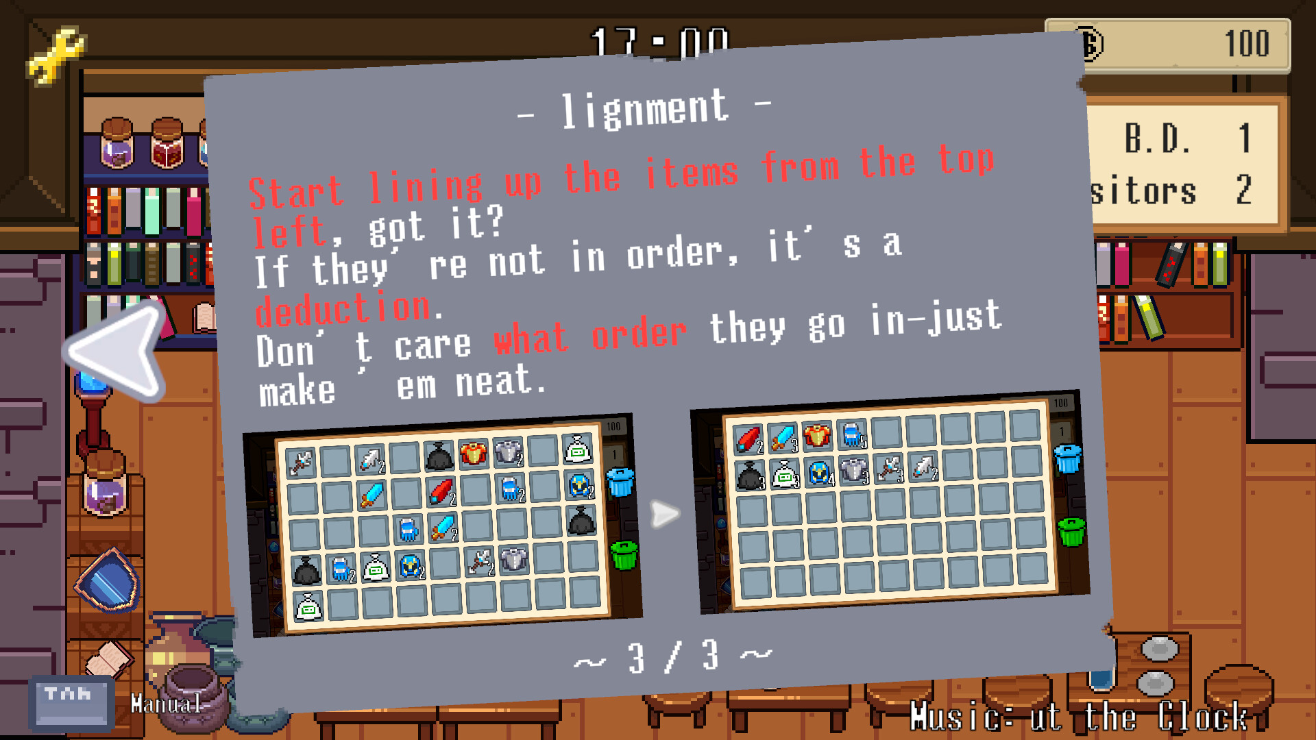 遊戲中出現的各種奇幻風格物品，如卷軸、藥水和武器。