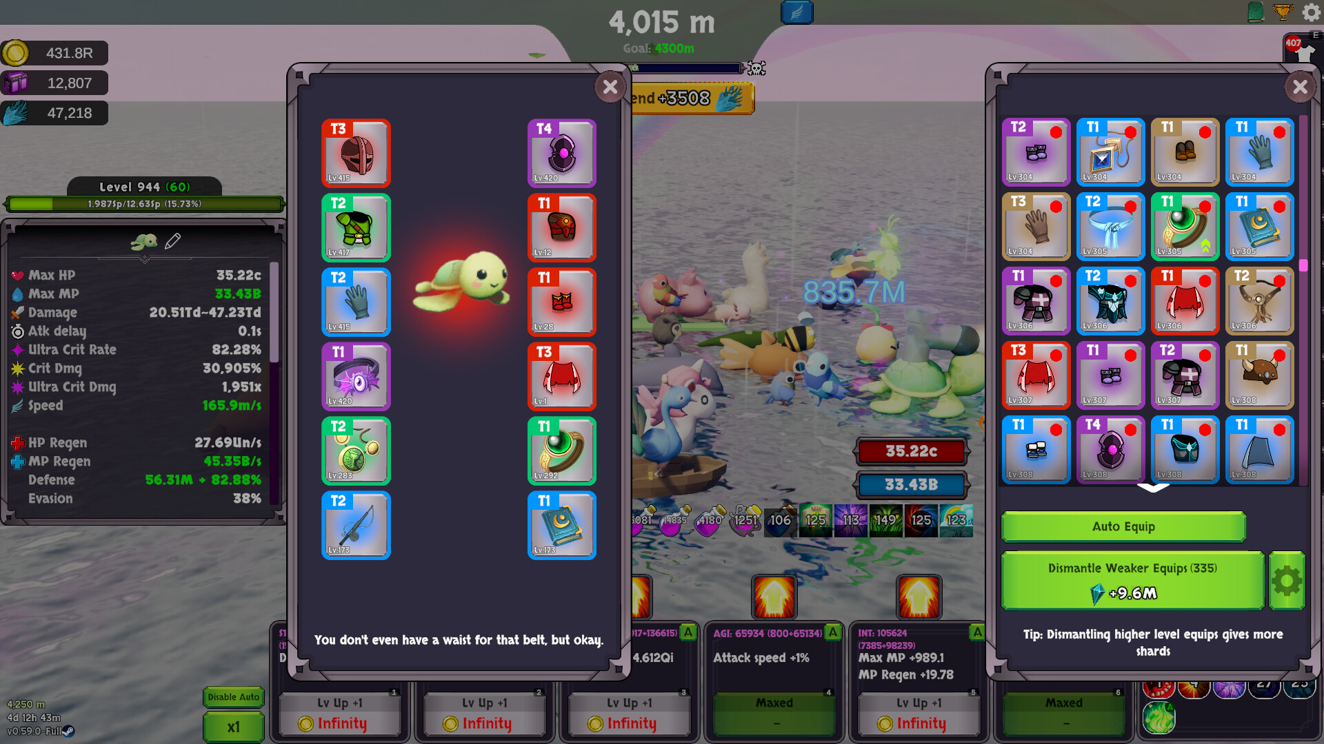 海龜與其多個動物夥伴一同戰鬥的場景。