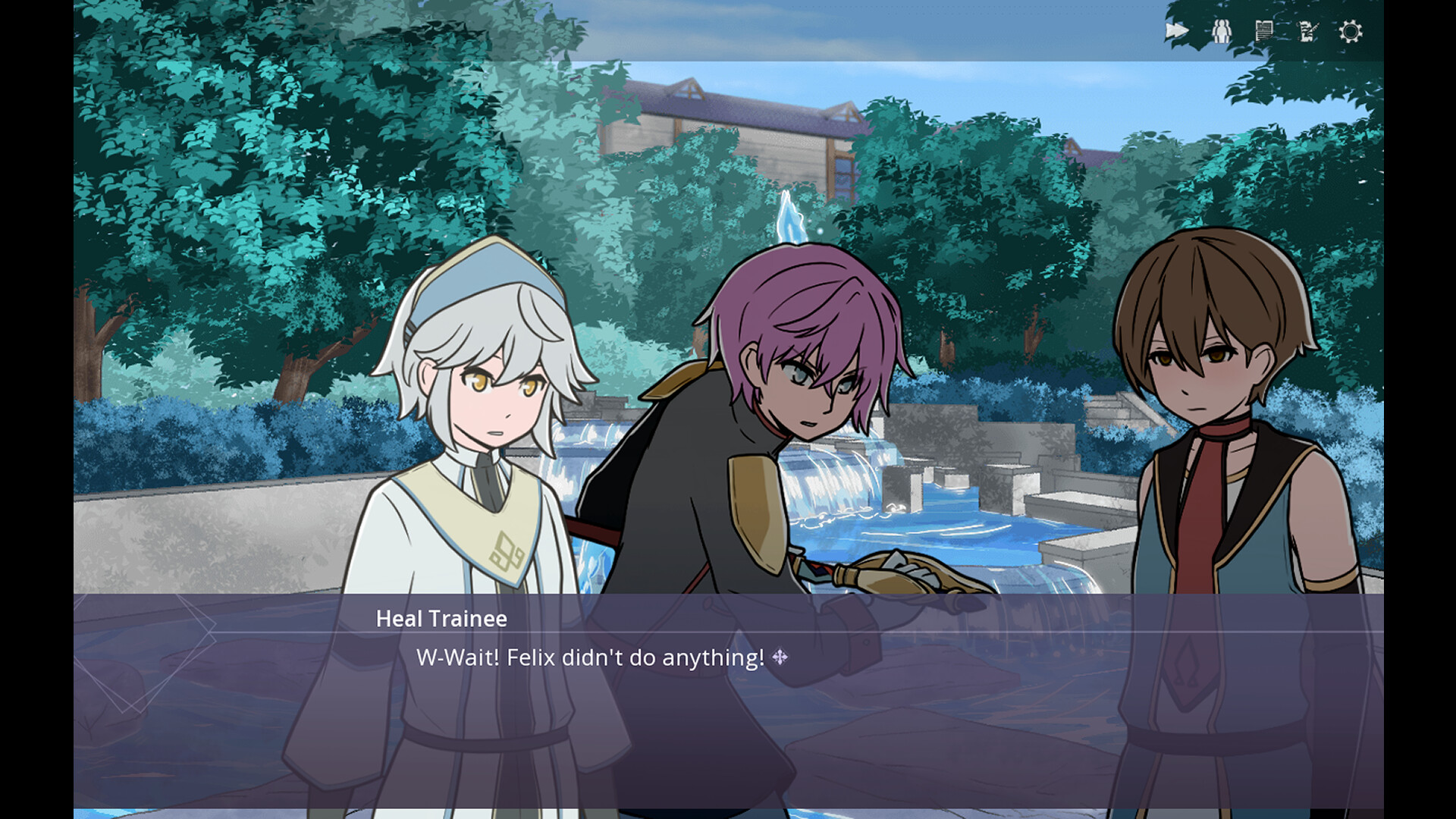 遊戲中的 narration 場景，展示了獨特的手繪美術風格。