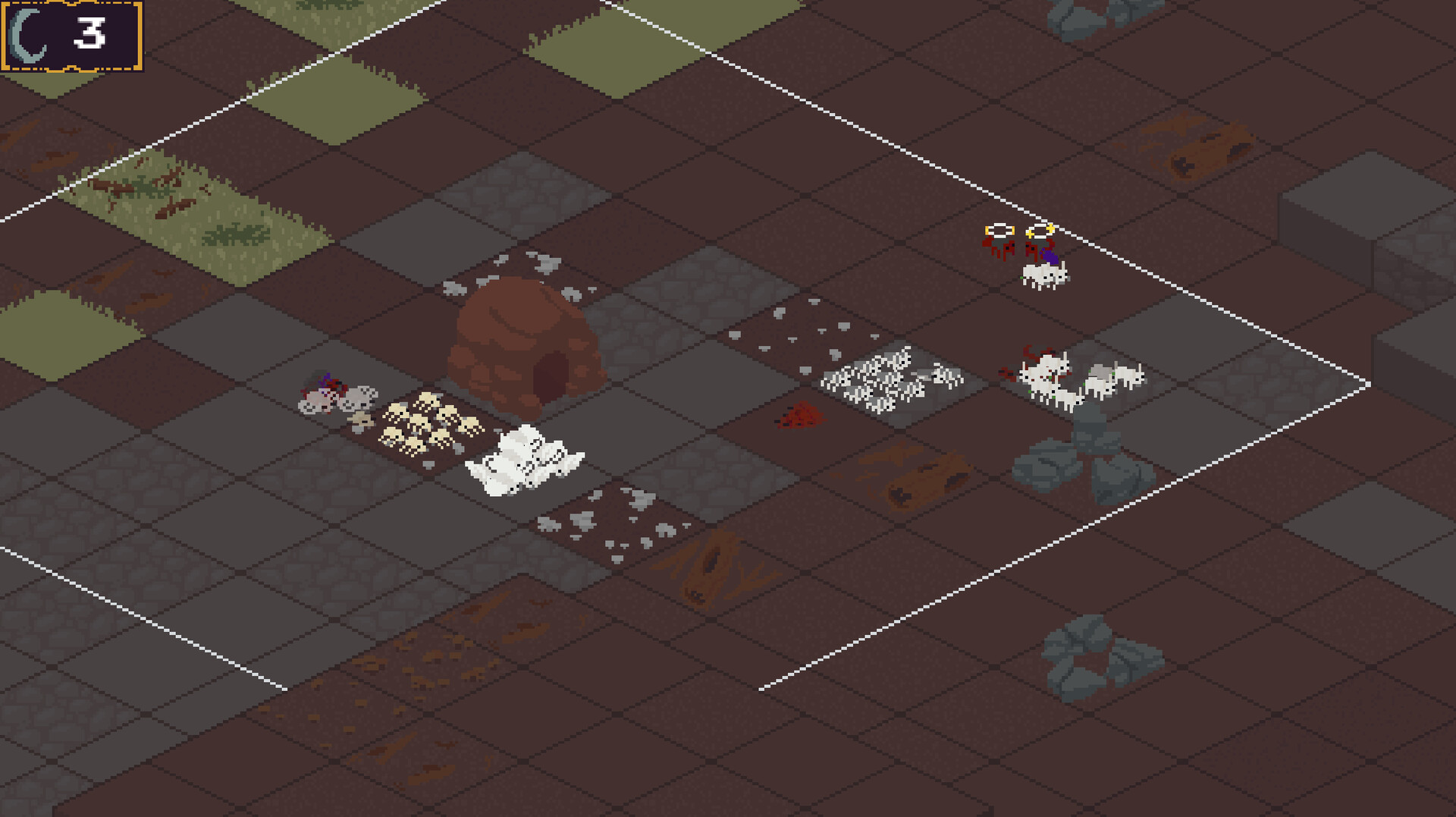 遊戲的實際遊玩截圖,展示了等角視角下的戰場和單位。