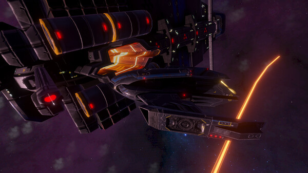 遊戲截圖展示了太空船正在躲避巨大的旋轉障礙物。