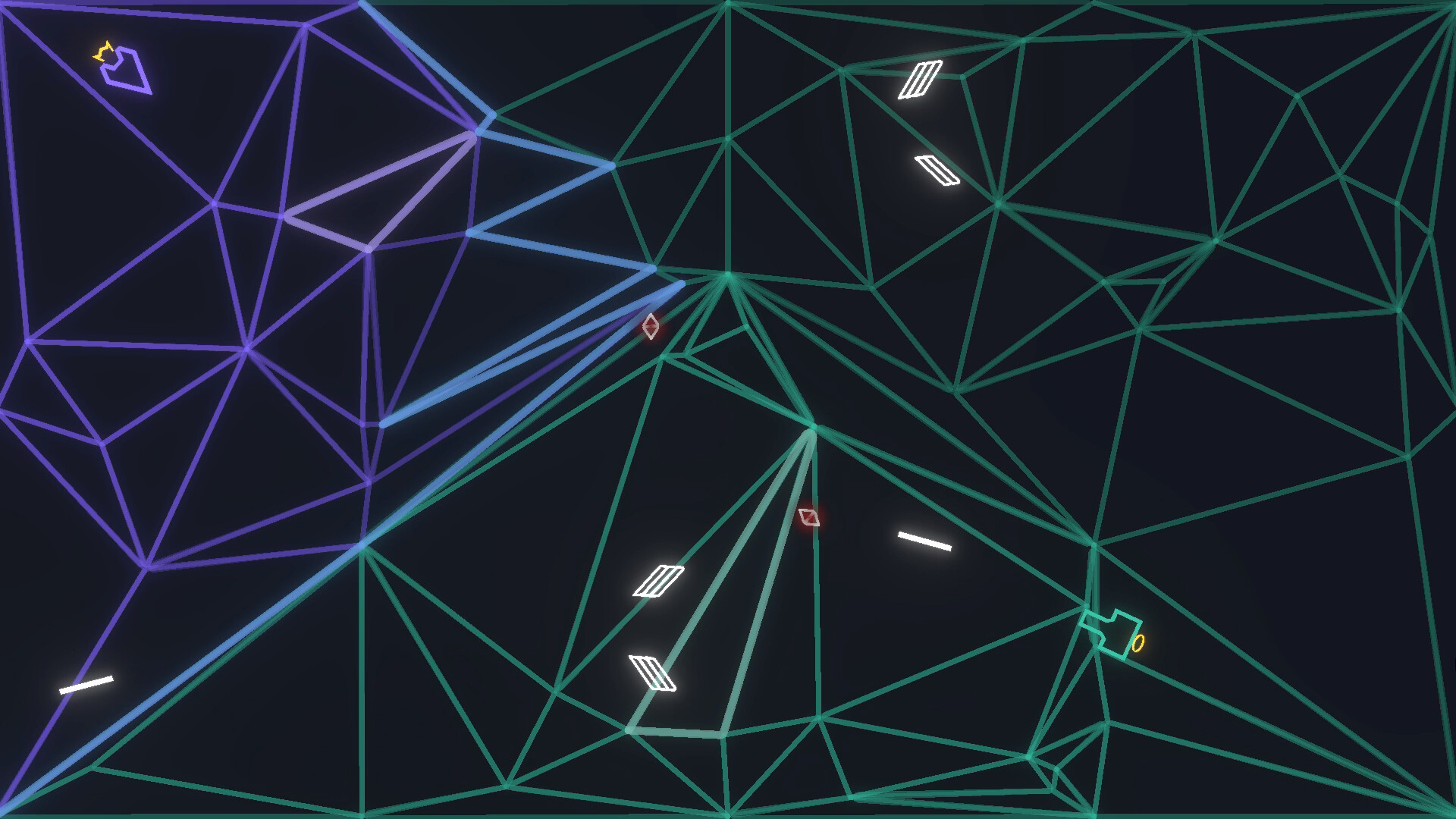 遊戲中的戰鬥畫面，飛船在各自的領土上移動。