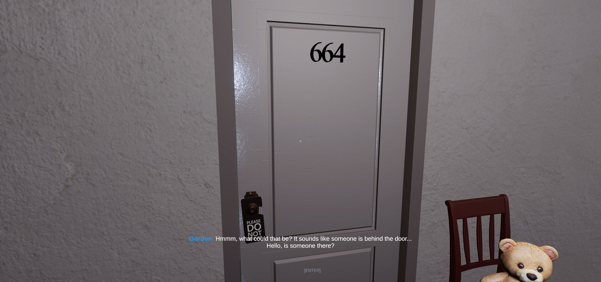 手電筒的光束照亮了黑暗的房間,前方似乎有個人影。