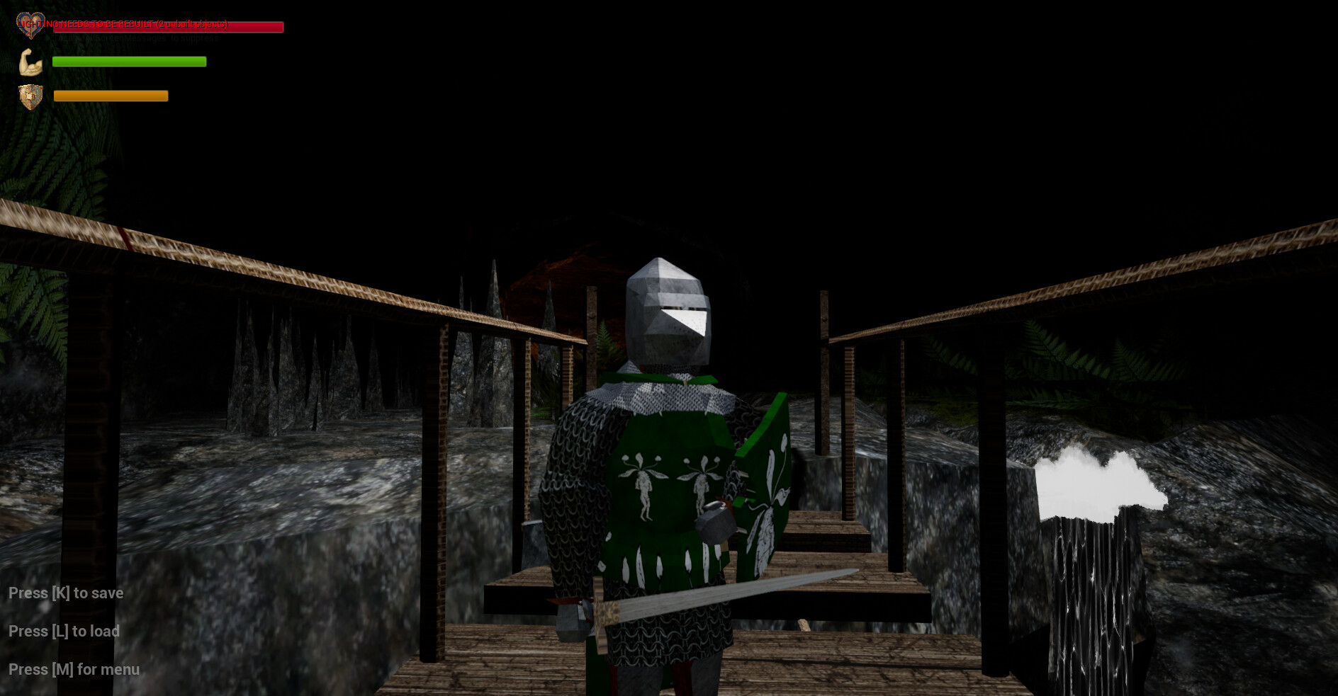 遊戲中一個充滿氛圍的場景，可能是村莊或城堡的內部。