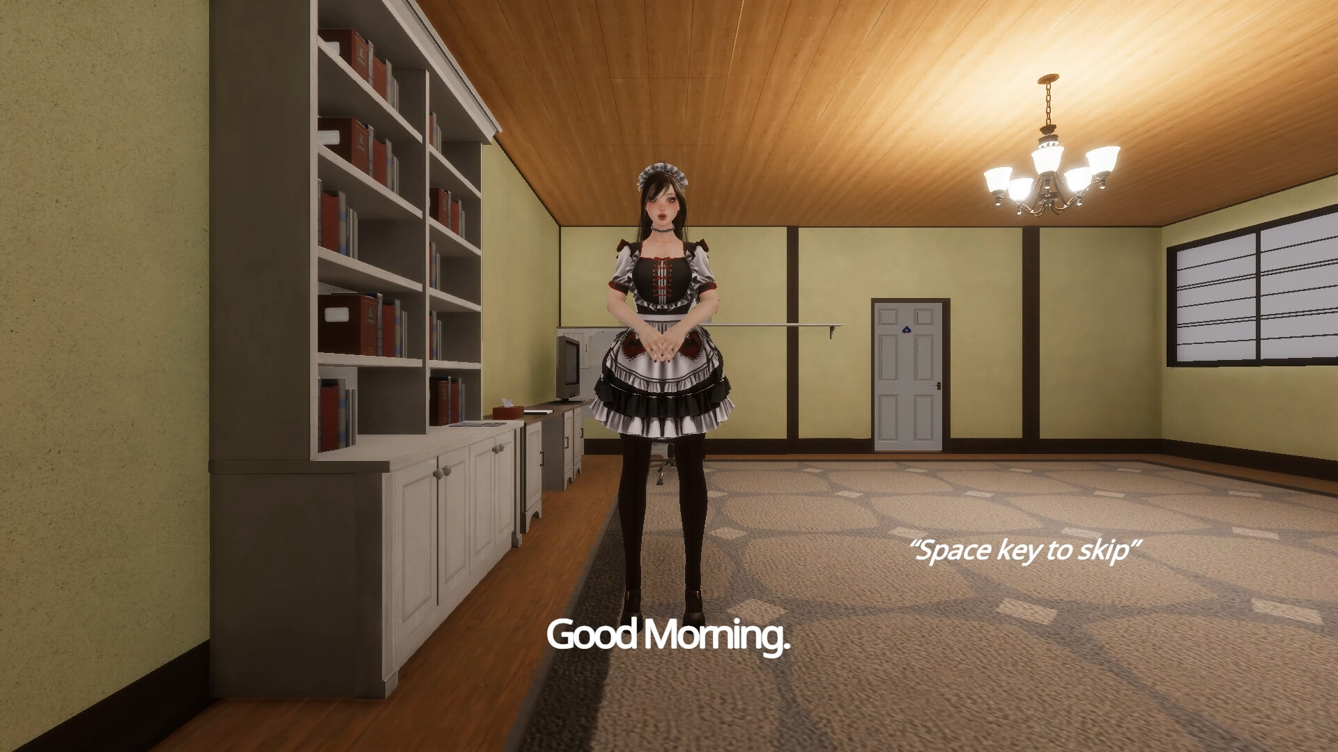 玩家視角，正在探索一個昏暗的房間。