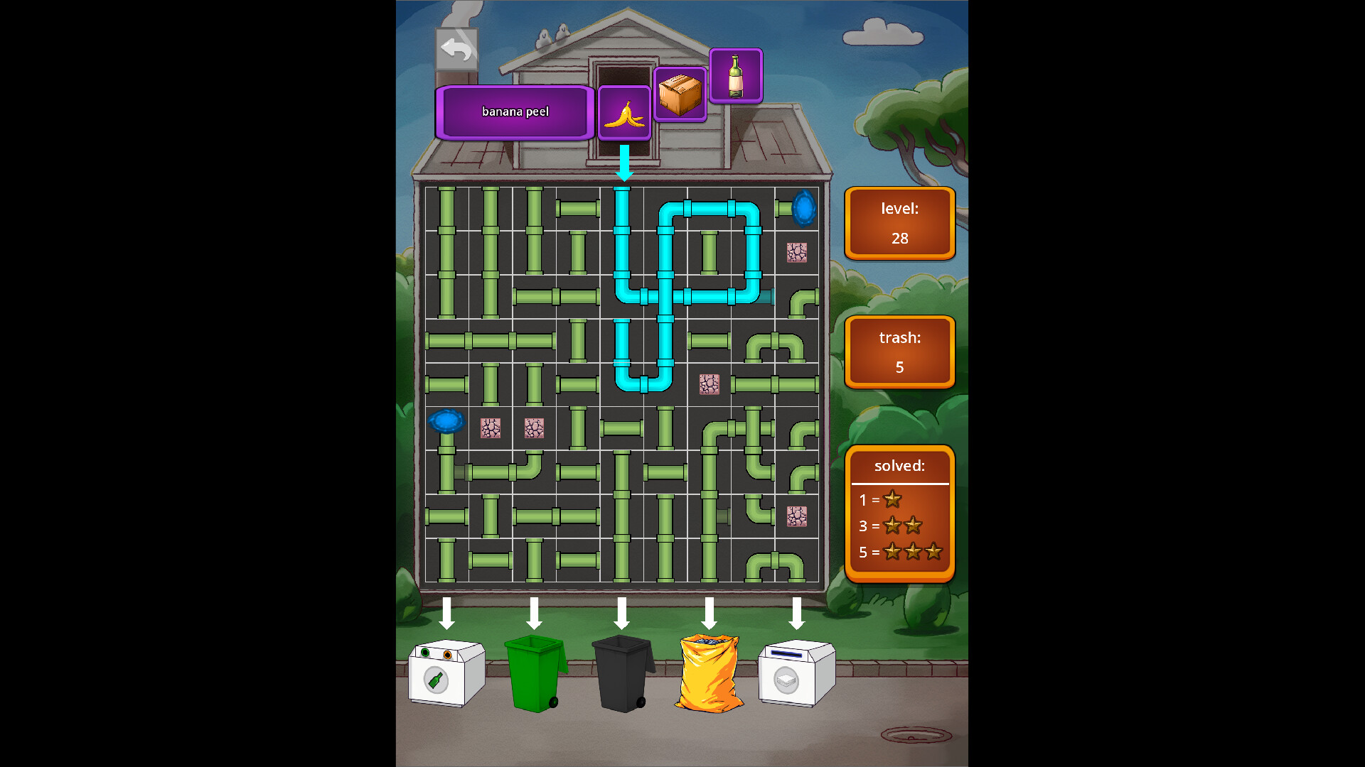 遊戲中展示了多種不同功能的管道，包括彎管和直管。