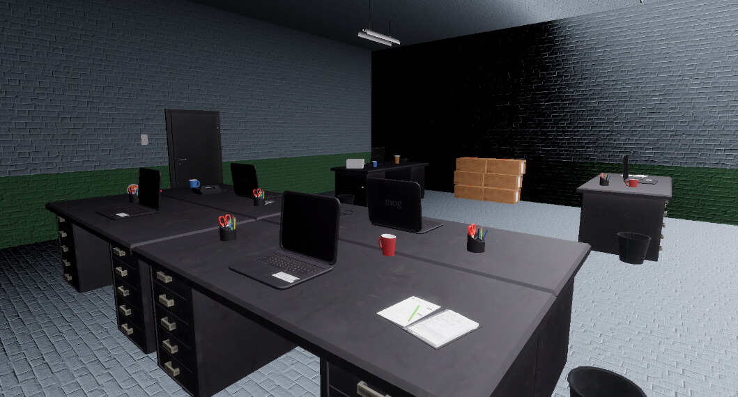 另一個角度的辦公區域，光影效果出色。