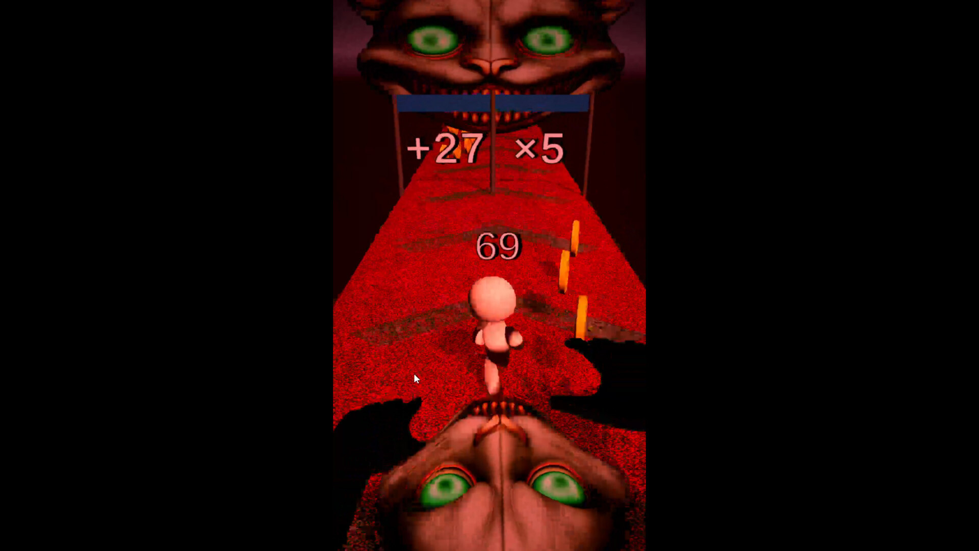 玩家角色在賽道上滑行，躲避上方的障礙物