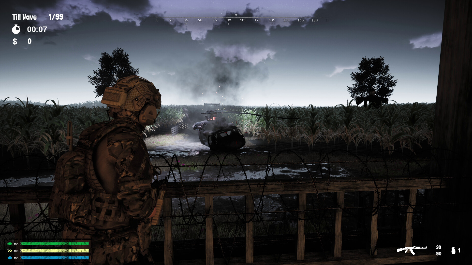 Glory Defence 遊戲中夜晚的戰鬥場景