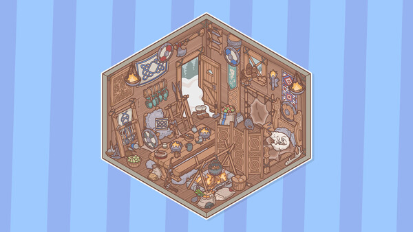 遊戲的選擇介面，展示了多個不同主題的房間角落供玩家選擇裝飾。