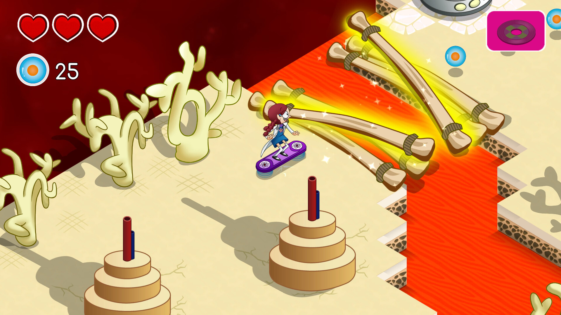 玩家在充滿細胞與血管的場景中滑行