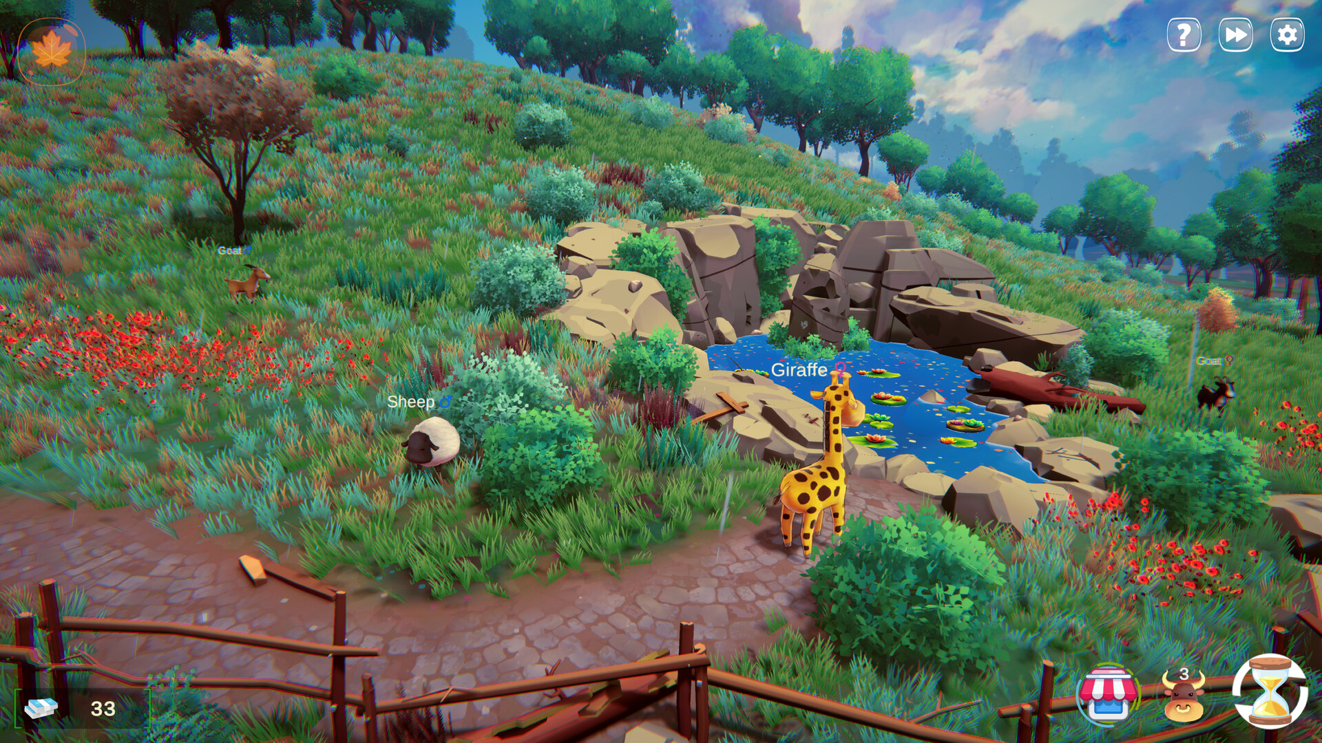 遊戲的整體視覺風格，色彩鮮明，動物造型可愛。