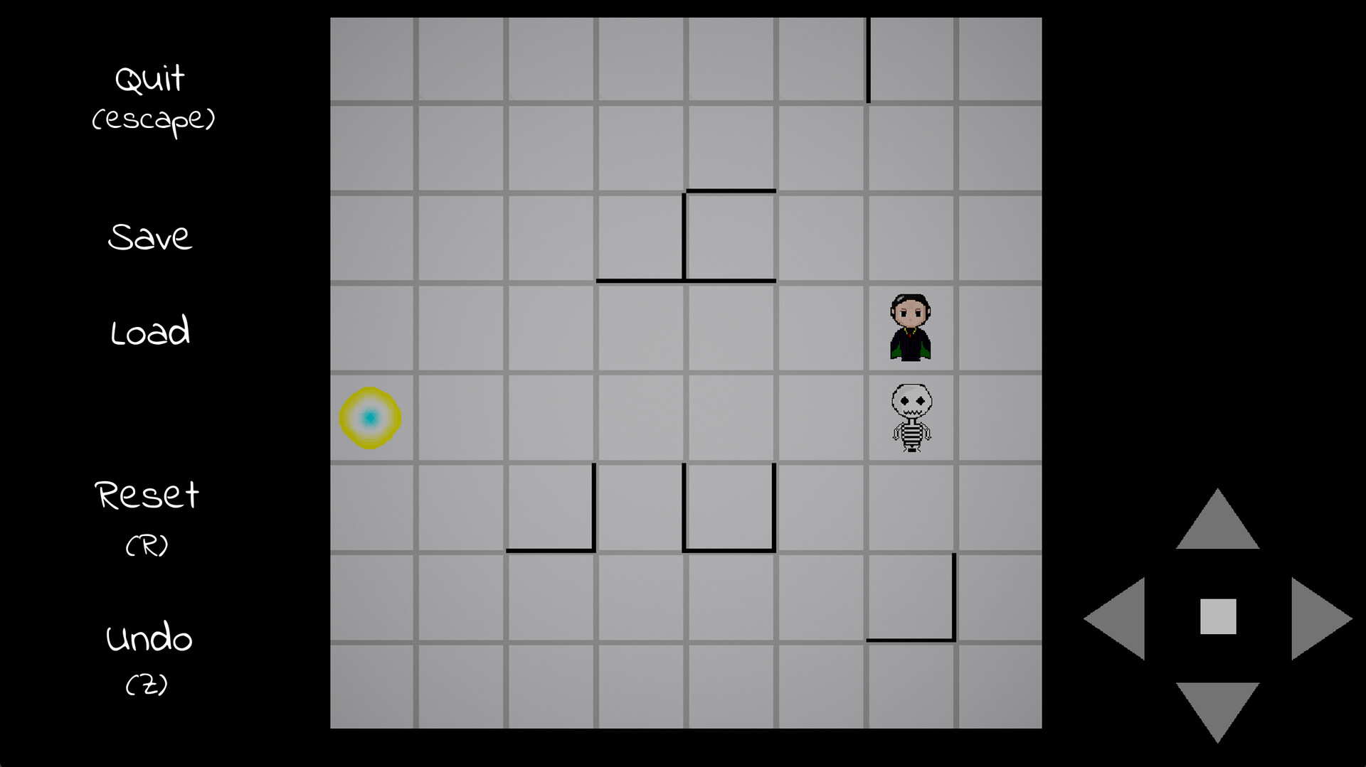 遊戲中的一個關卡畫面，展示了簡潔的格子地圖與角色敵人。