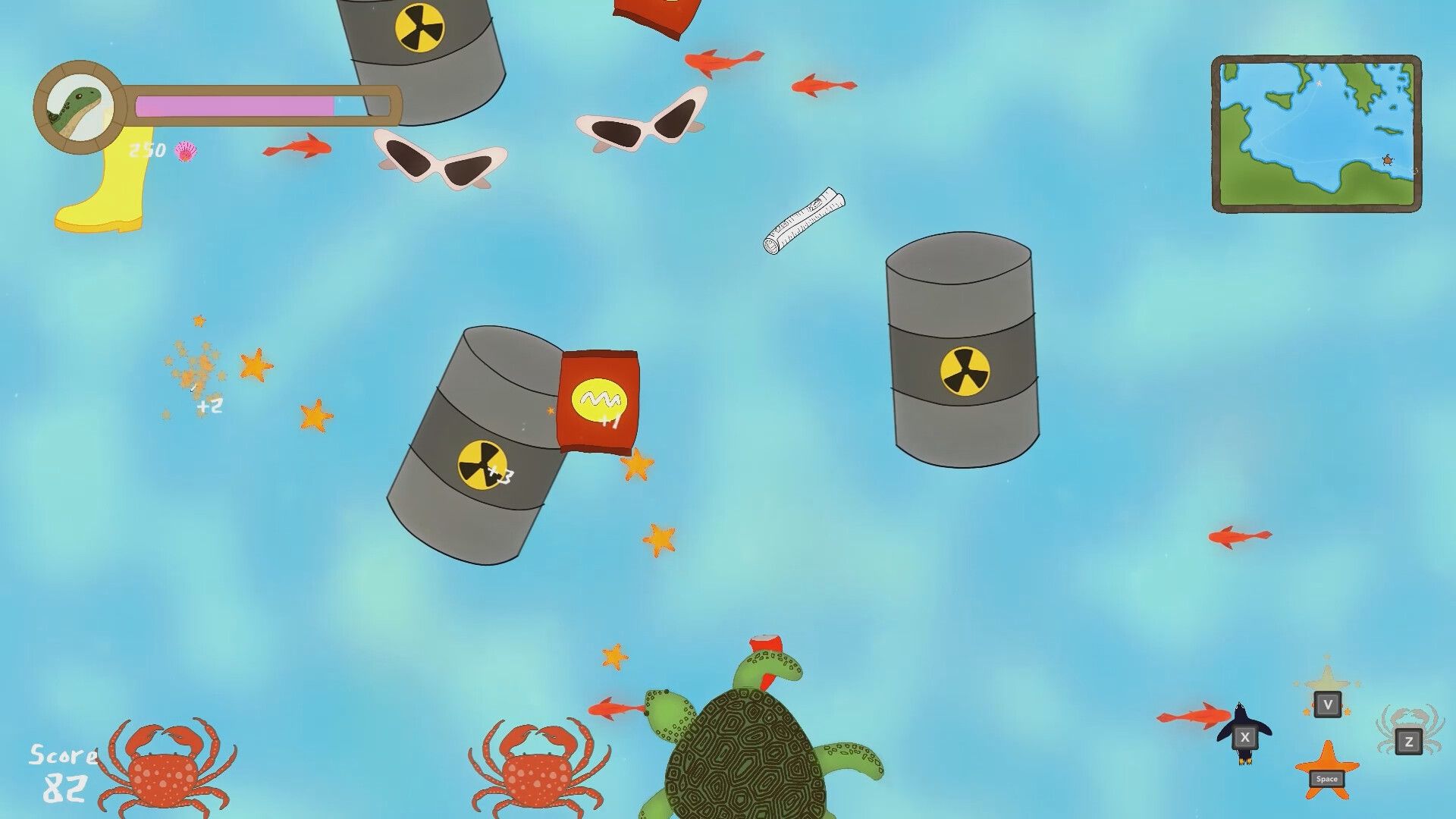 小海龜在充滿挑戰的海洋垃圾中穿梭。