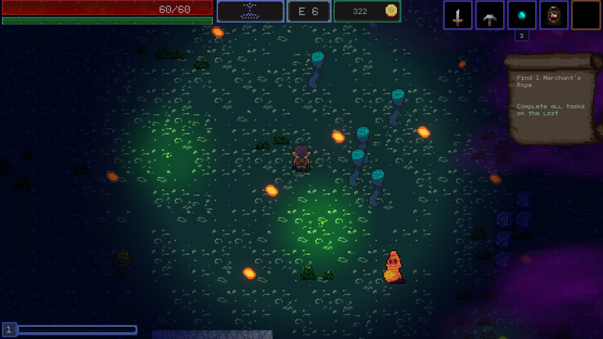 玩家正在與一群綠色的史萊姆怪物戰鬥。