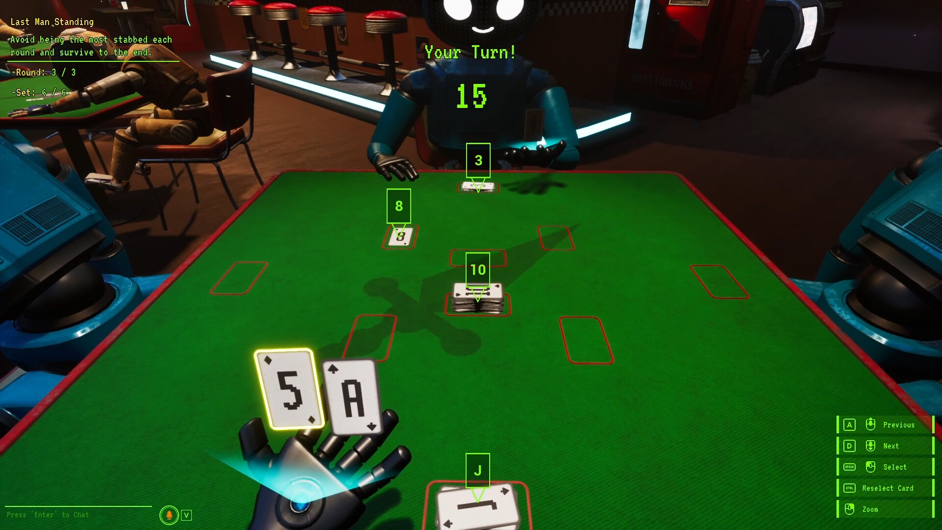 遊戲中的一個場景，展示了不同的牌桌環境和角色互動。