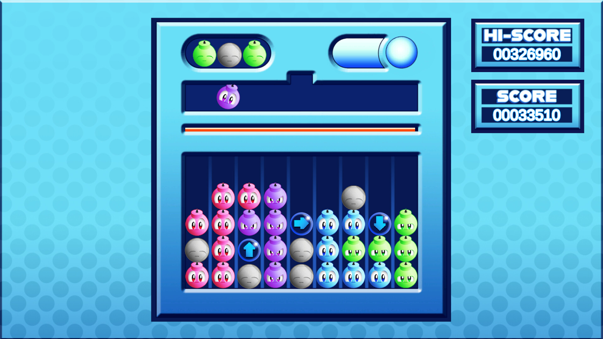 遊戲畫面展示了玩家正在堆疊彩色炸彈,準備引爆。