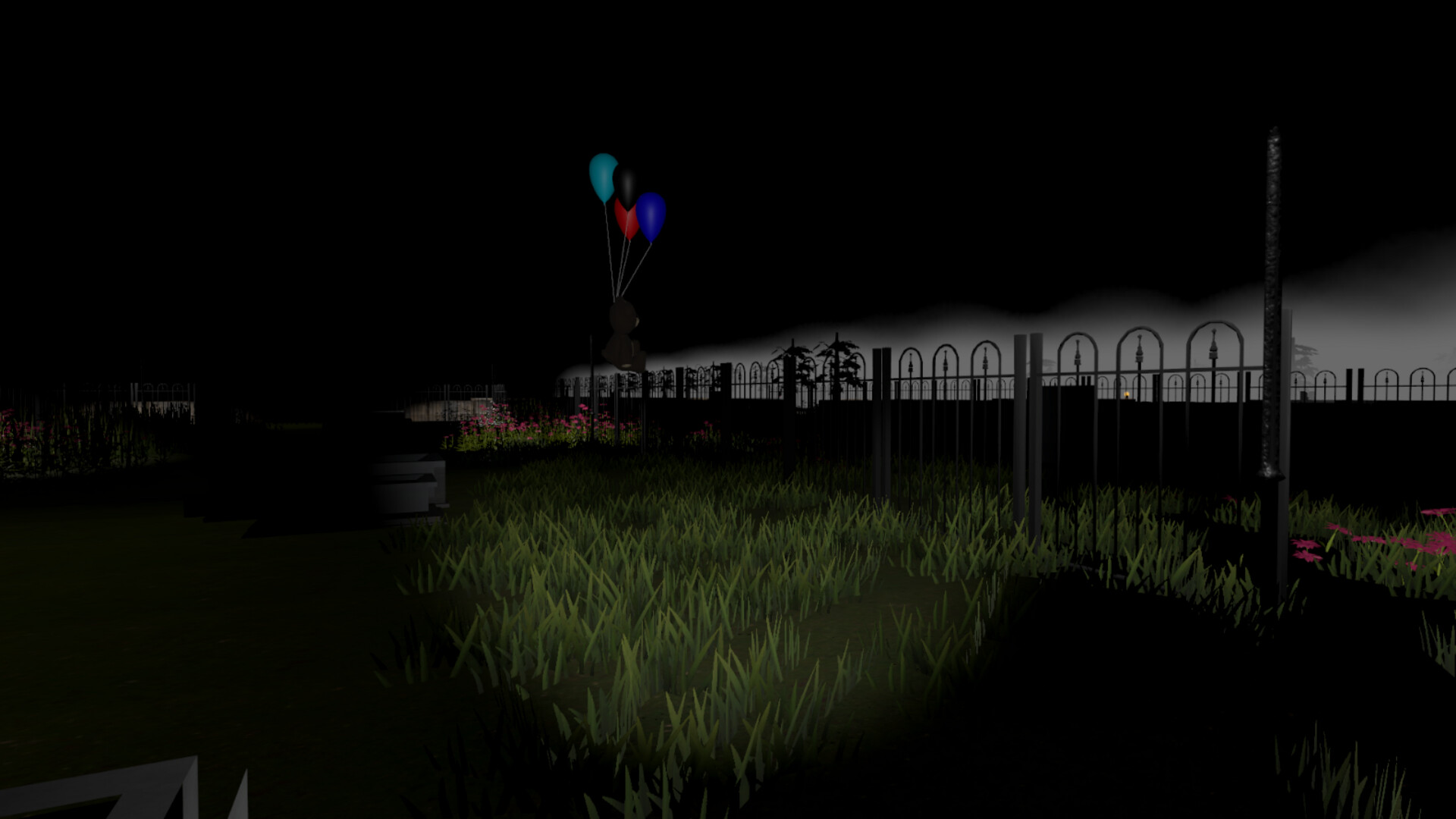 遊戲截圖,視角從一個被鎖住的門向外望去,暗示著探索與解鎖的過程。