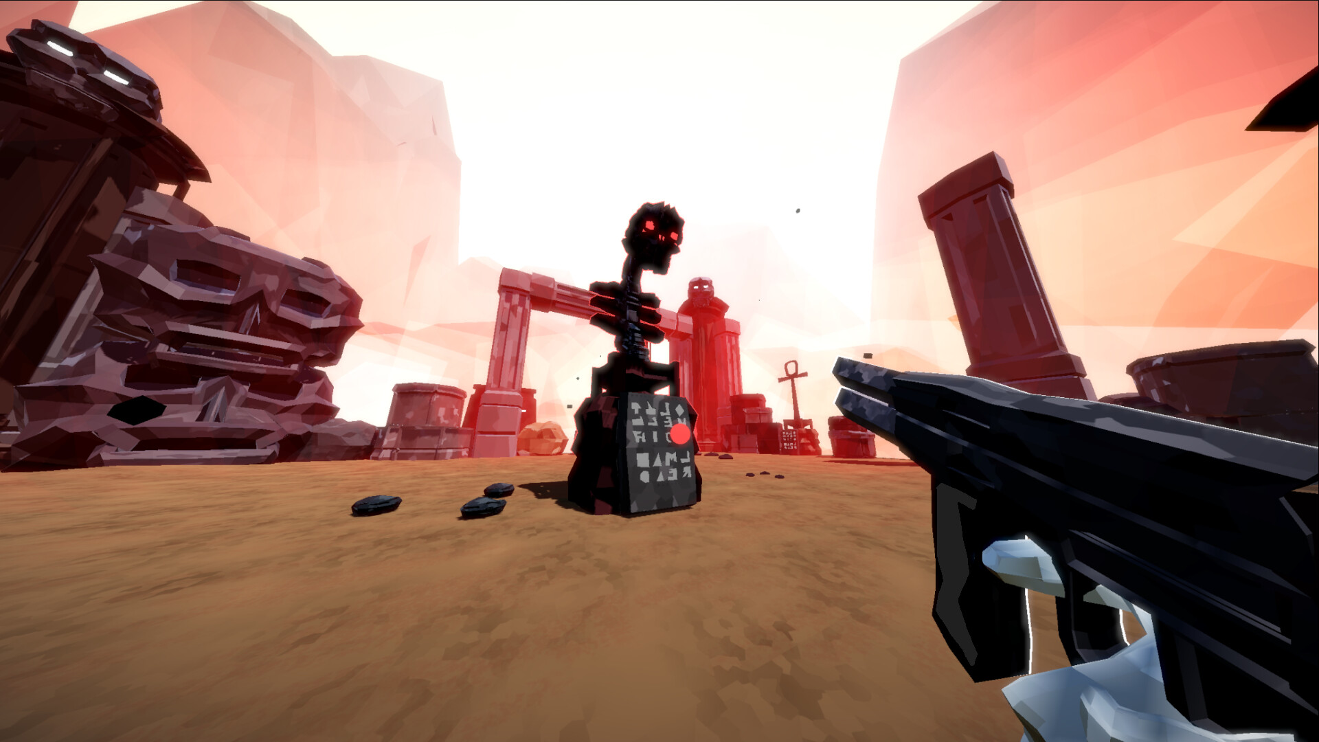 主角在一個充滿岩漿與鎖鏈的地獄場景中戰鬥。