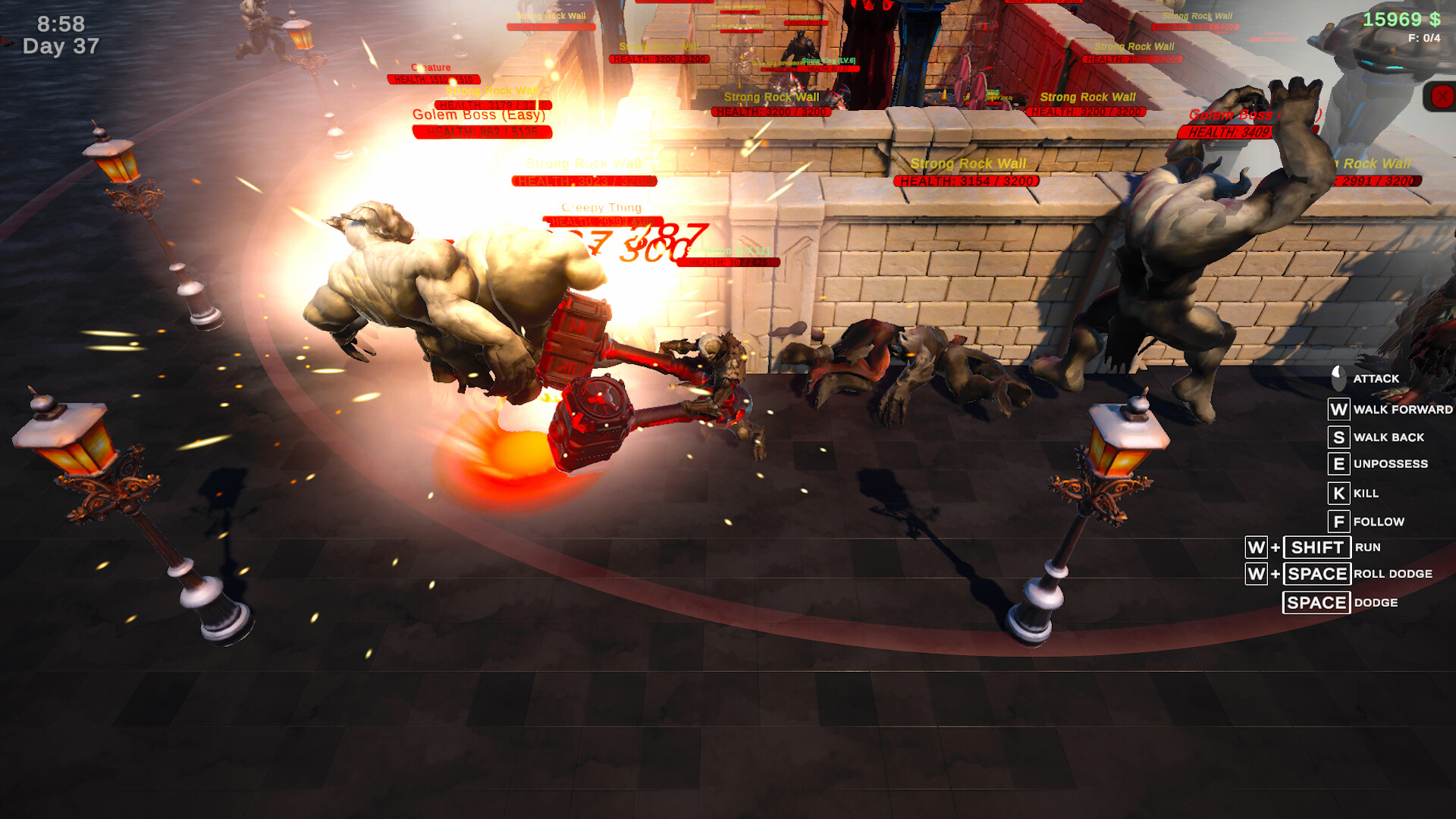 夜晚來臨，大量的怪物開始圍攻玩家的基地。