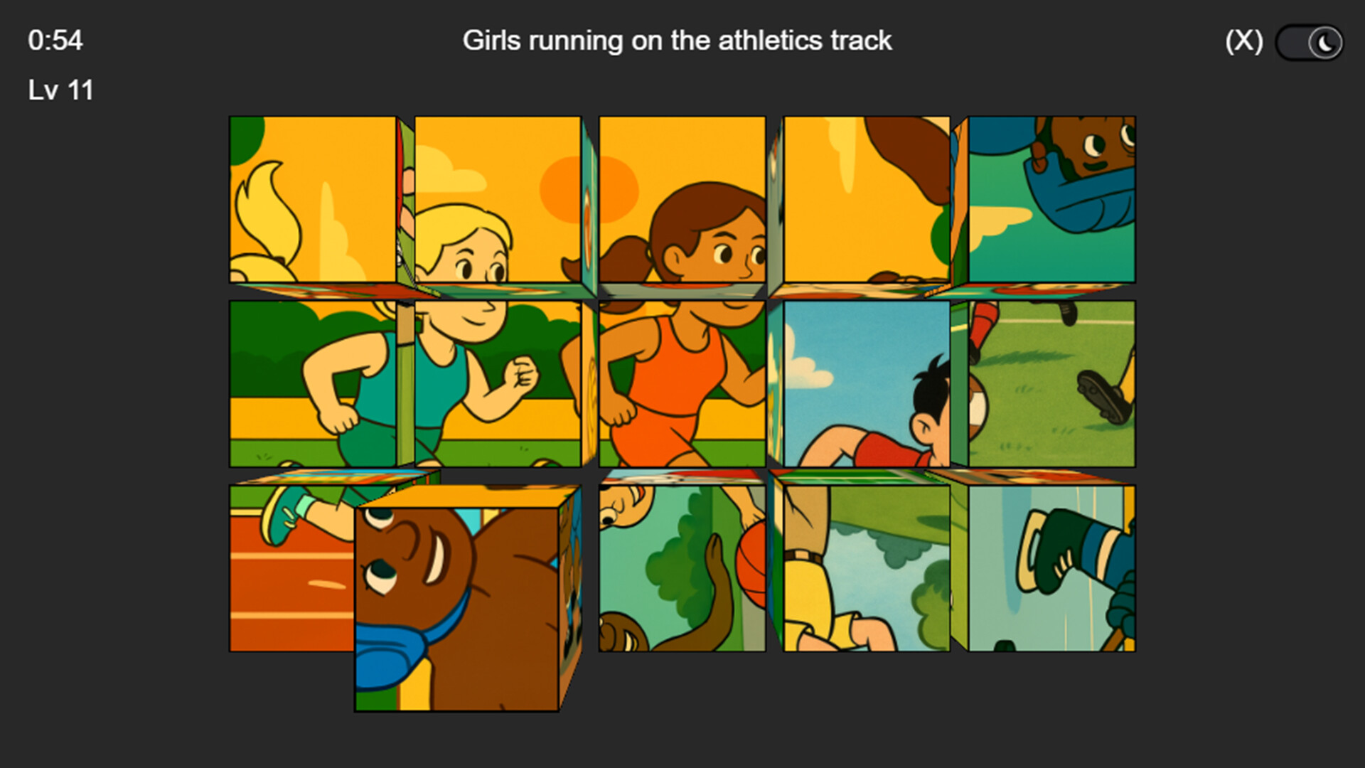 遊戲中一個充滿城市風格的關卡,背景有高樓大廈。