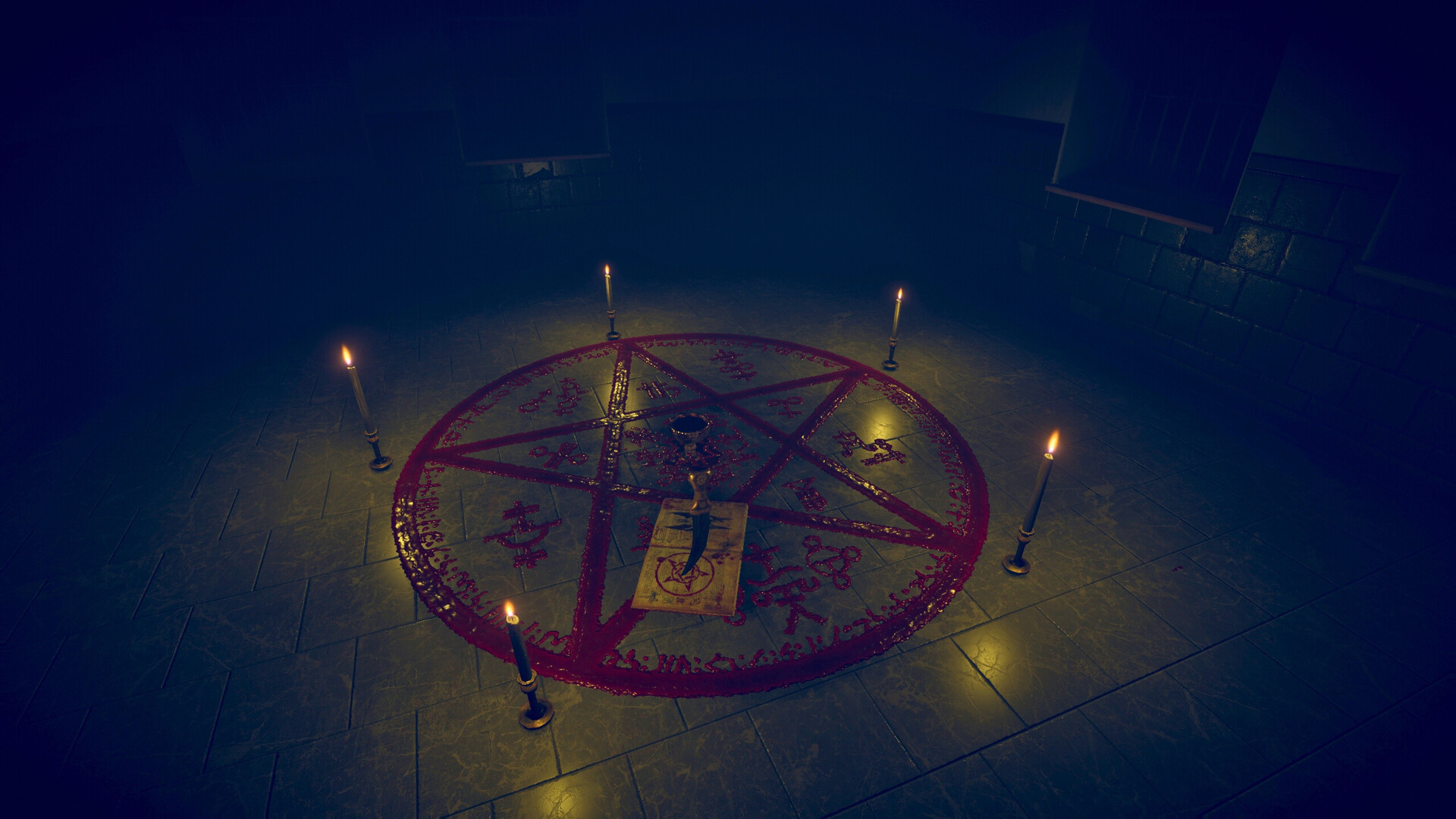 一個昏暗的走廊,光線從遠處的門透出,營造出緊張和懸疑的氣氛。