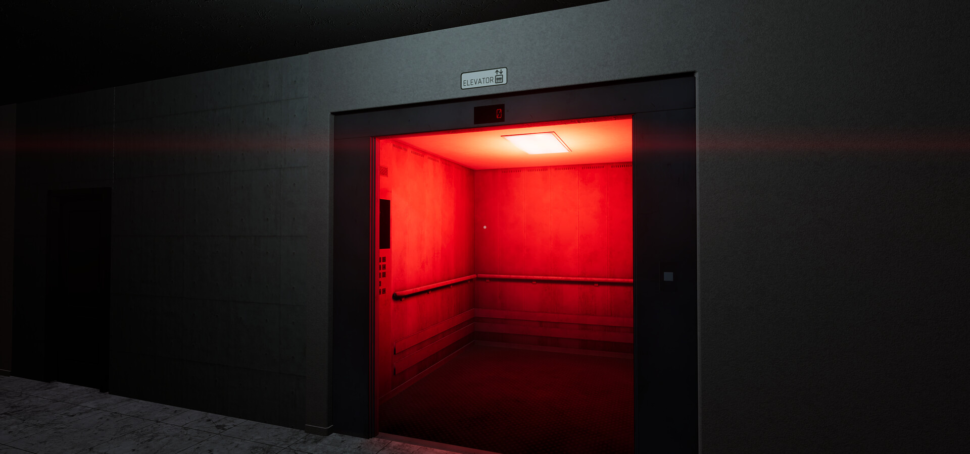 一個詭異的房間,牆上掛著鹿頭標本,地上有血跡。