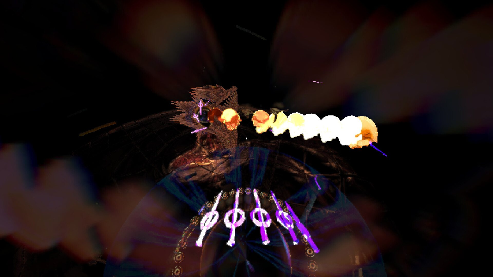 遊戲畫面,展現了高速戰鬥與獨特的視覺效果