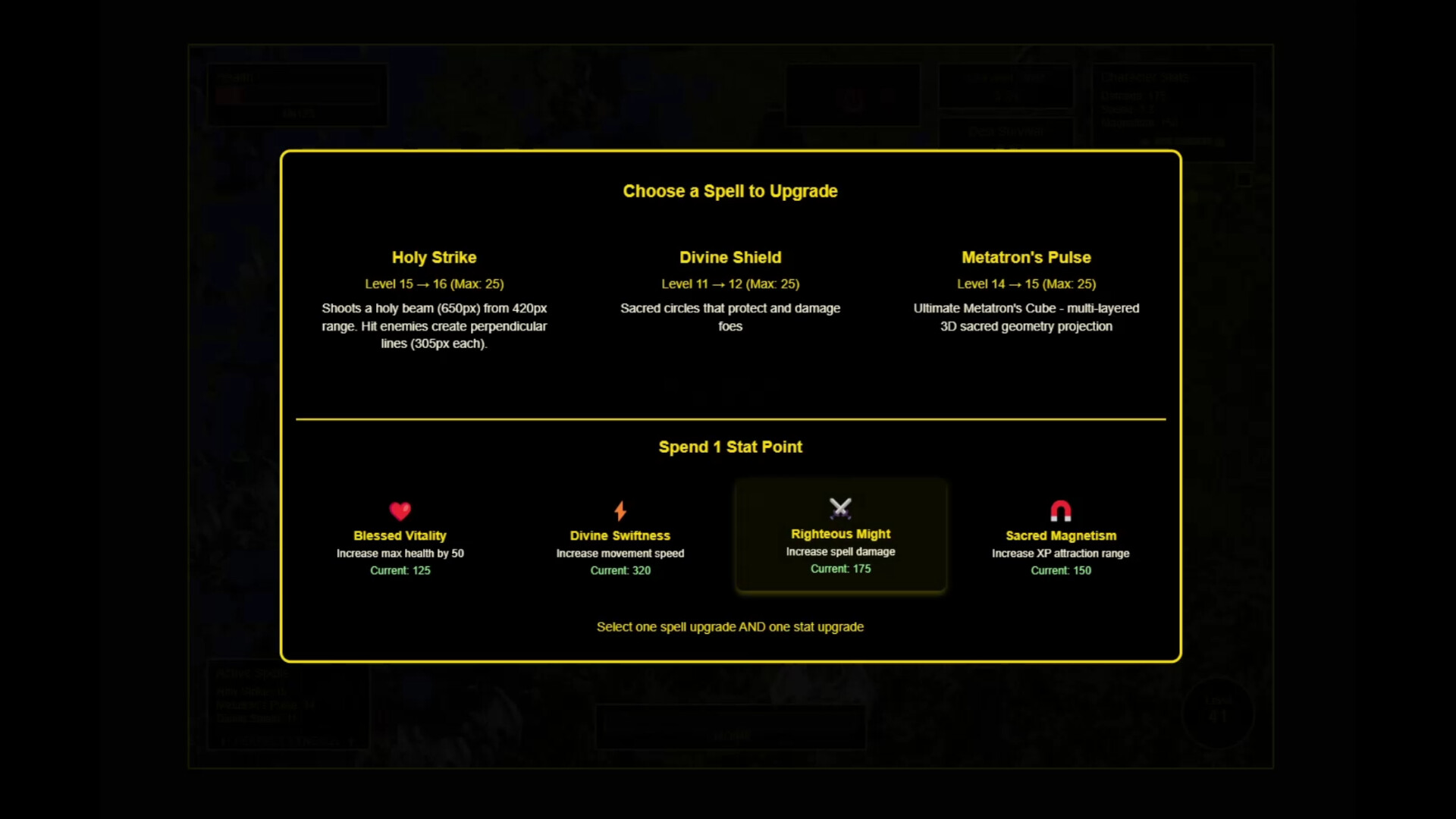 玩家在生存模式中被無盡的惡魔浪潮所包圍,場面壯觀。