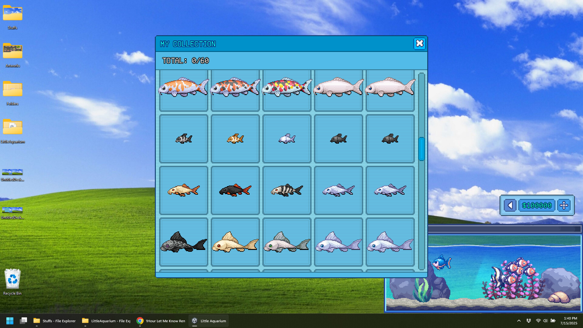 遊戲中可以透過餵食加速魚的成長